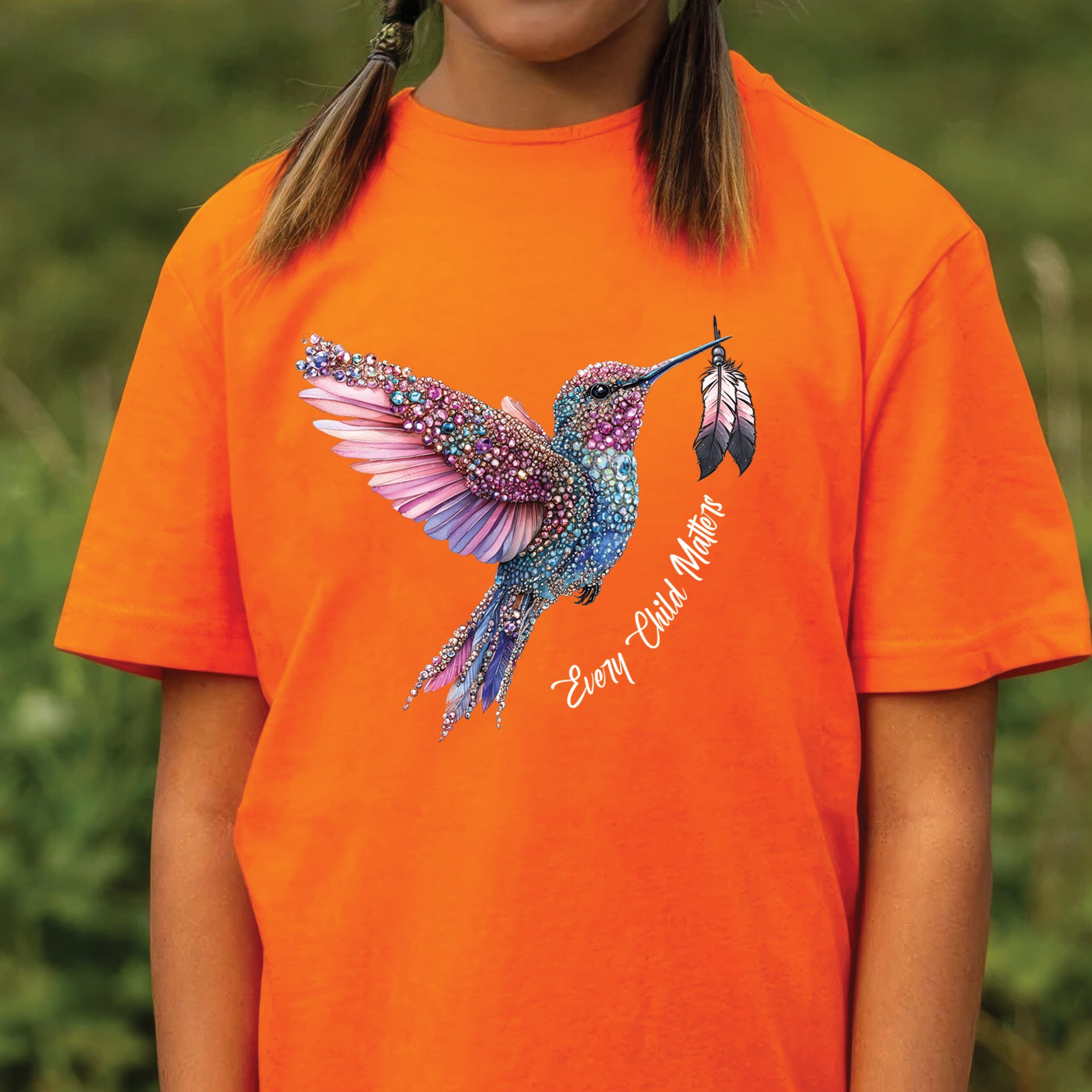 Every Child Matters Hummingbird Feathered Elegance Orange Native American Unisex T-Shirt/Hoodie/Sweatshirt