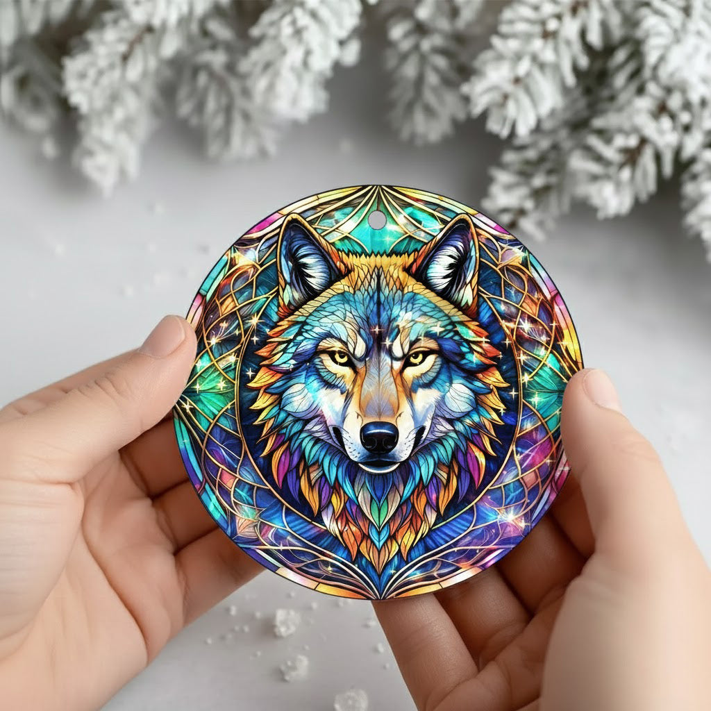 Mystic Wolf Native American Unique Christmas Gift Decor Flat Hologram Acrylic
