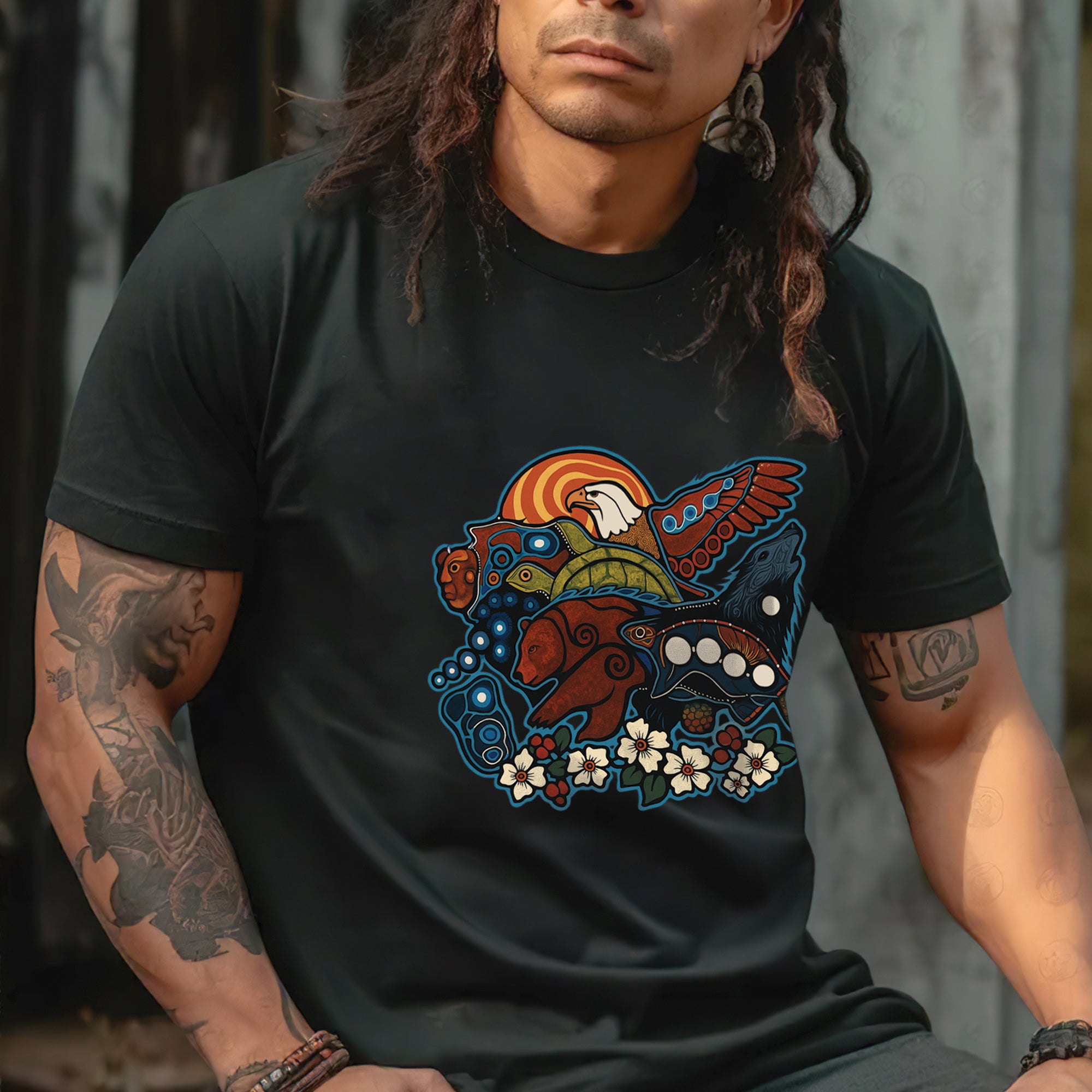 Seven Sacred Teachings Animal Native Wisdom Indigenous Culture Unisex T-Shirt/T-Shirt V-Neck/Hoodie/Sweatshirt