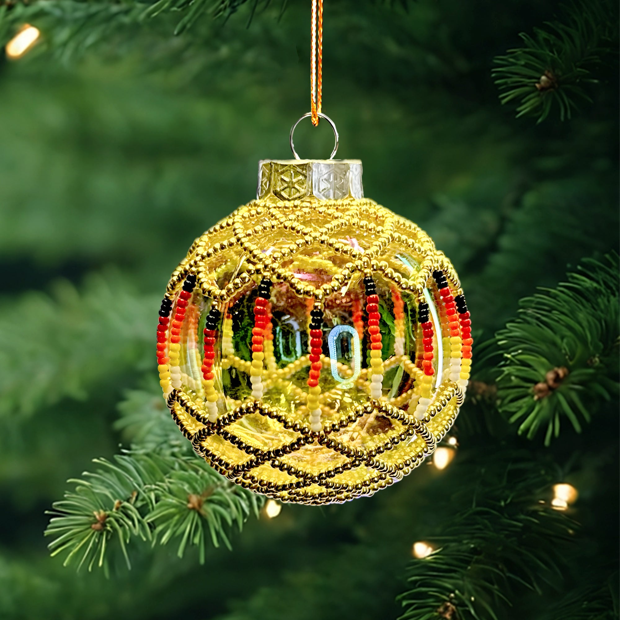 SALE 50% OFF - Gold Beaded Handmade Ornament Holiday Decor Gifts