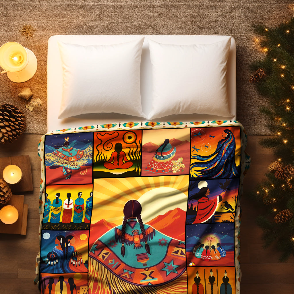 Essence of Indigenous Women Blanket Soft And Warm Fleece Blanket