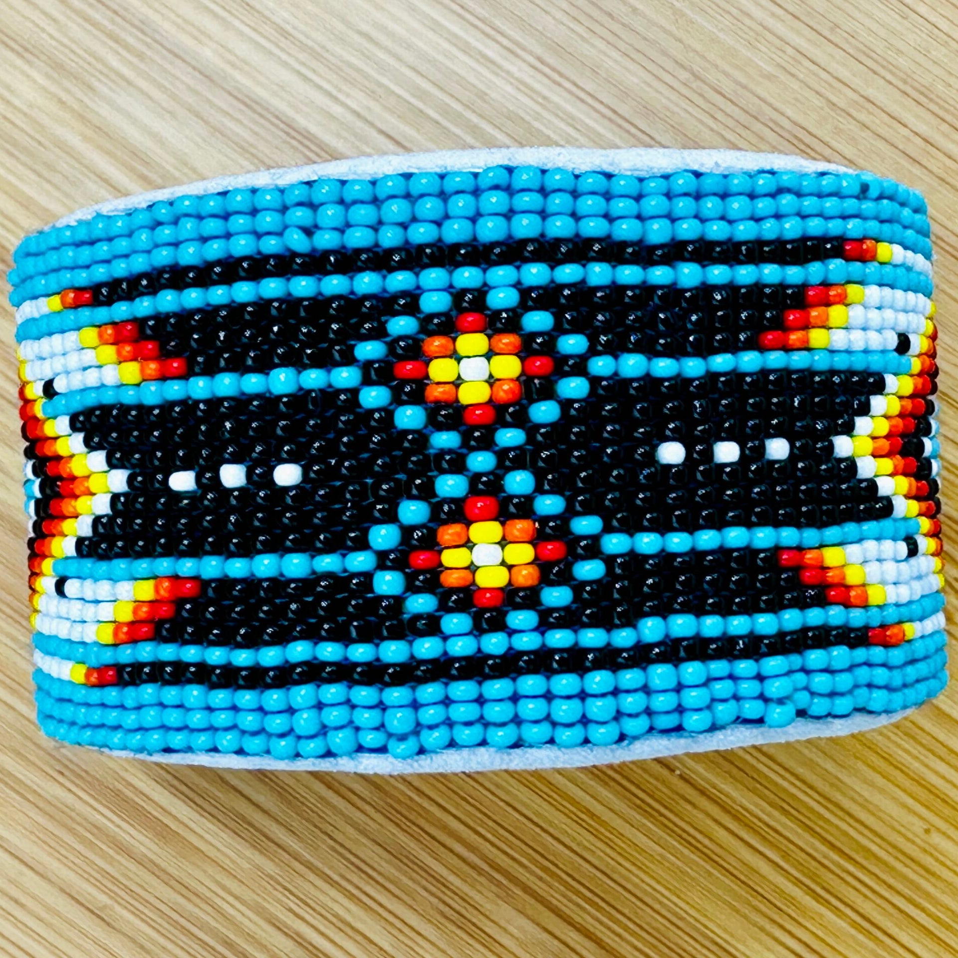 SALE 50% OFF - Cyan Blue Diamond Hard Cuff Beaded Handmade Bracelet