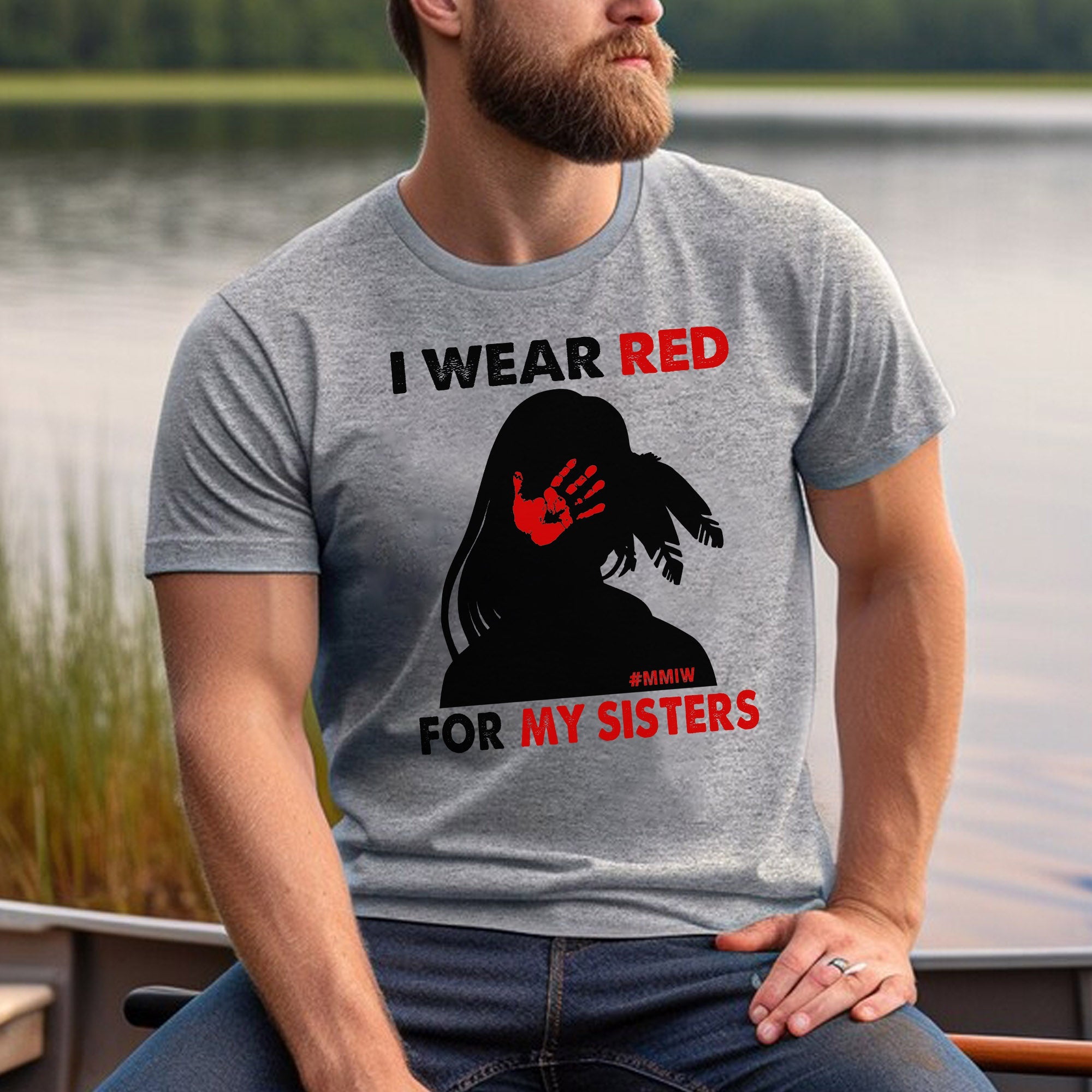 MMIW I Wear Red For My Sister, No More Stolen Sisters Shirts Red Hand Unisex T-shirt/Hoodie/Sweatshirt