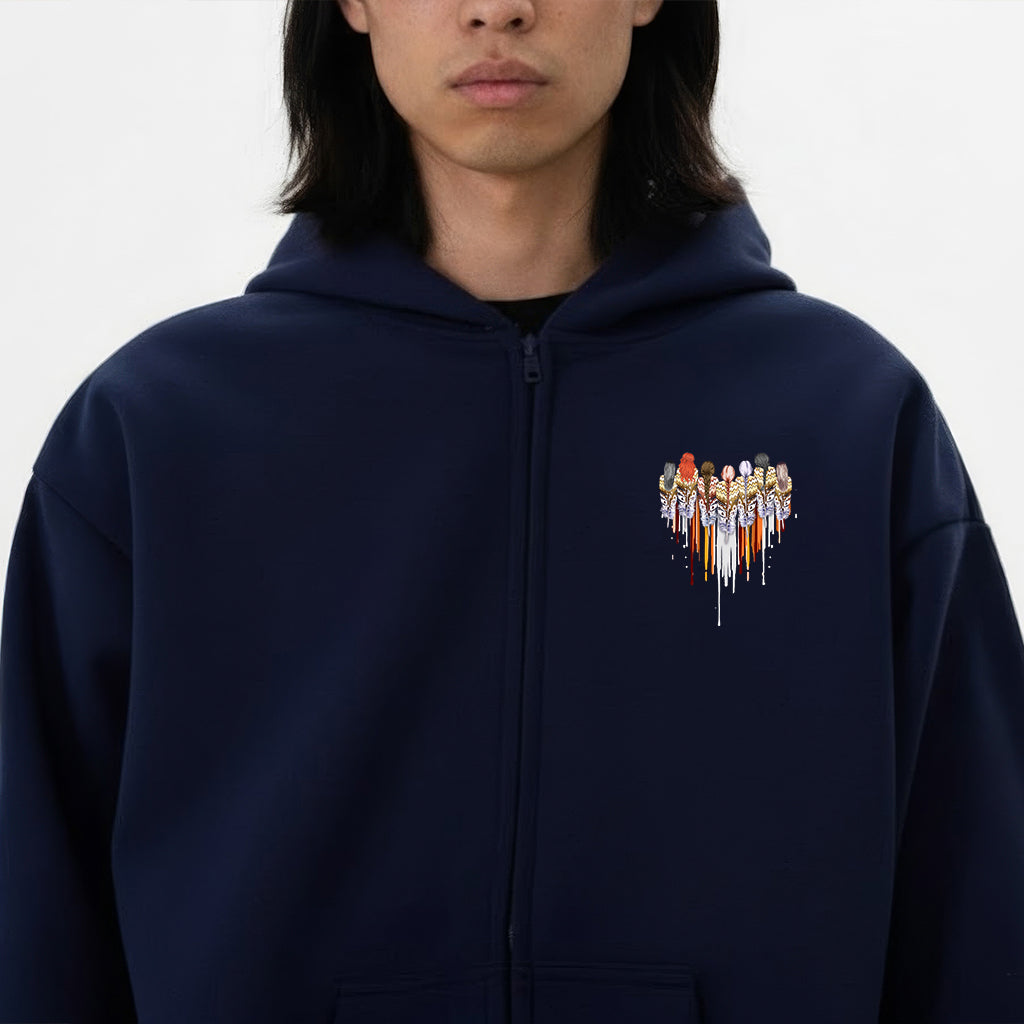 [Two Sides] Native American Feather Heart Indigenous Women Unisex Tank Top/Long Sleeve/Hoodie Zip