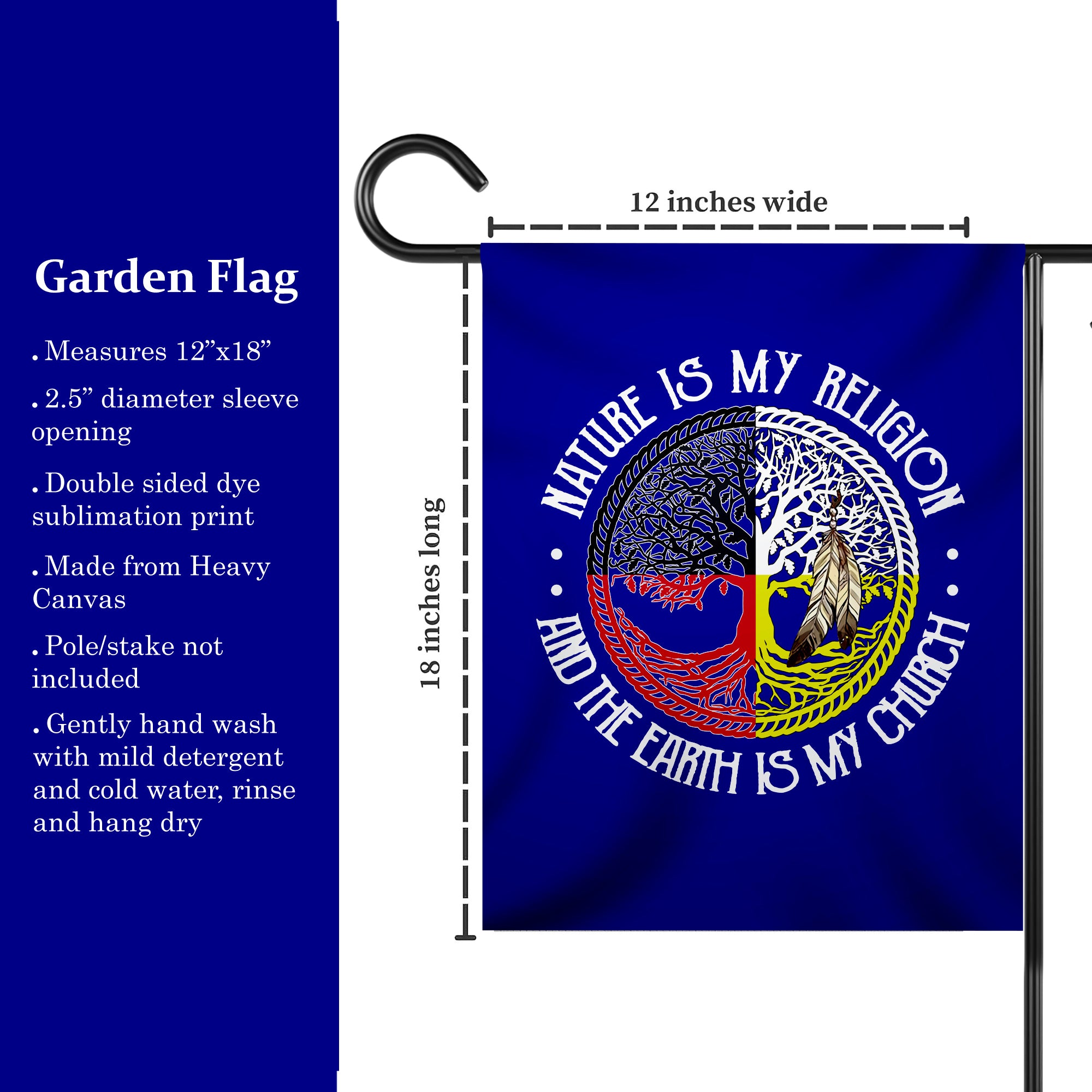 Nature Is My Religion - Native American Flag Garden House Yard for Decor Outdoor