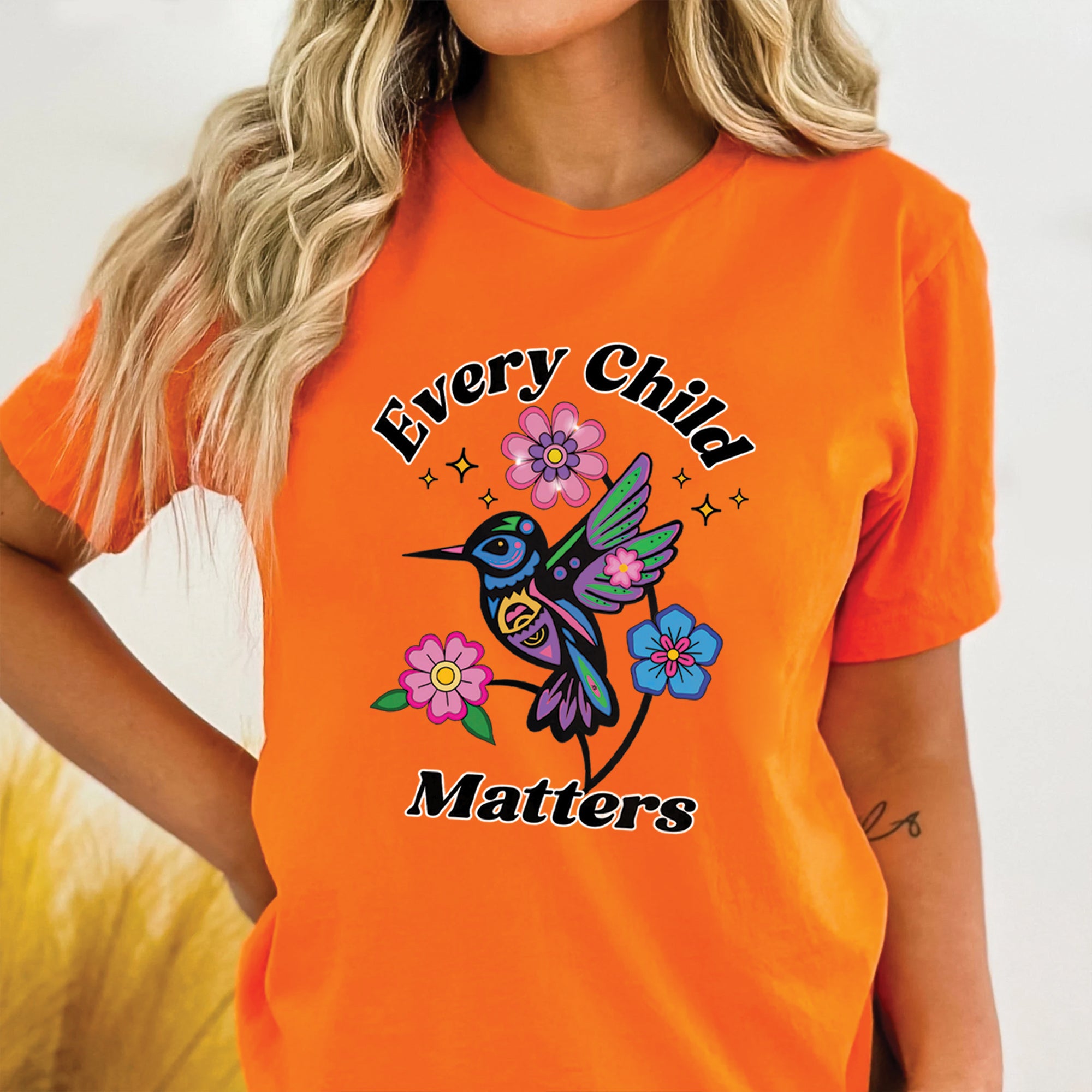 Every Child Matters Hummingbird Orange Native American Unisex T-Shirt/Hoodie/Sweatshirt
