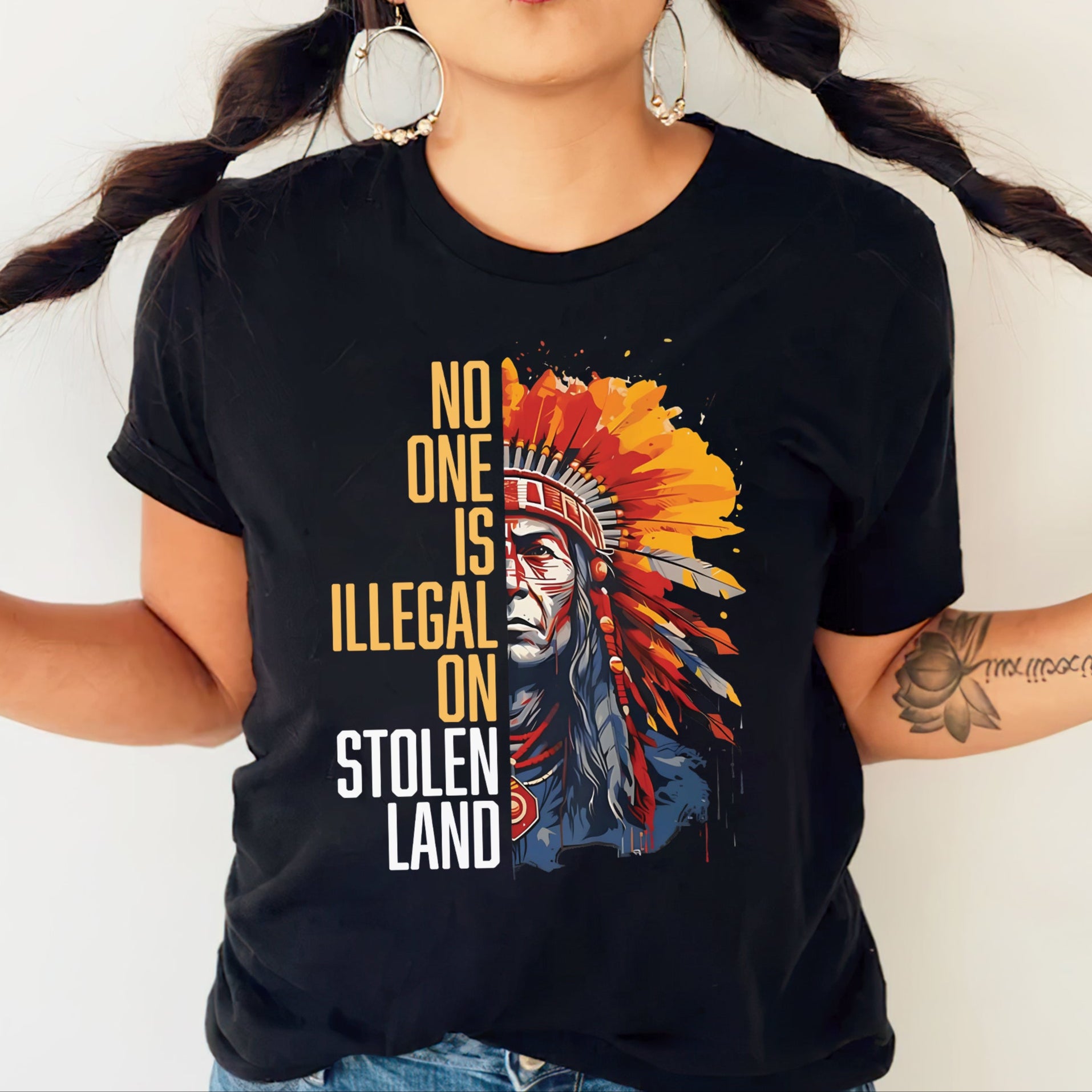 No One Is Illegal On Stolen Land Style 15 - Unisex T-Shirt/T-Shirt V-Neck/Hoodie/Sweatshirt