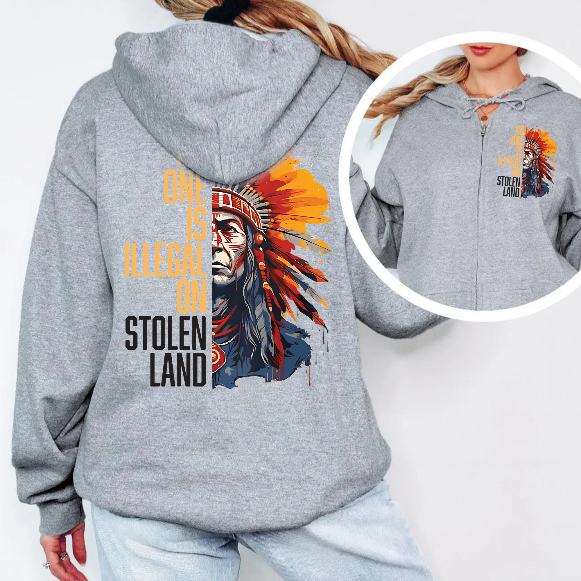 [Two Sides] No One Is Illegal On Stolen Land Unisex Tank Top/Long Sleeve/Hoodie Zip