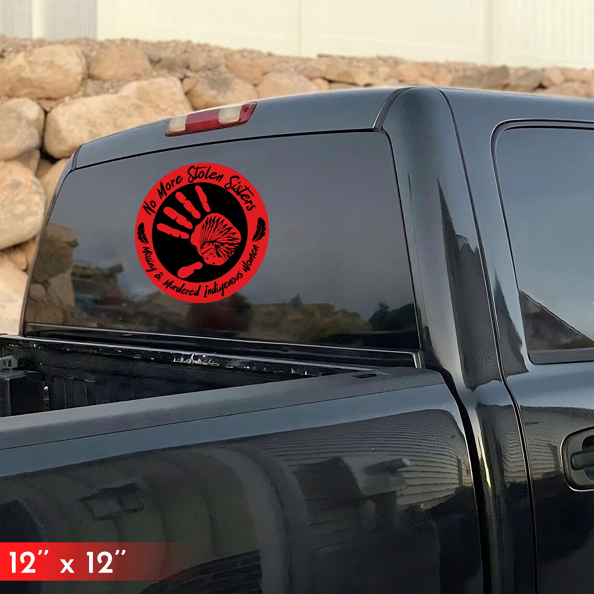 No More Stolen Sister - Missing And Murdered Indigenous Women Red Hand Car Decal