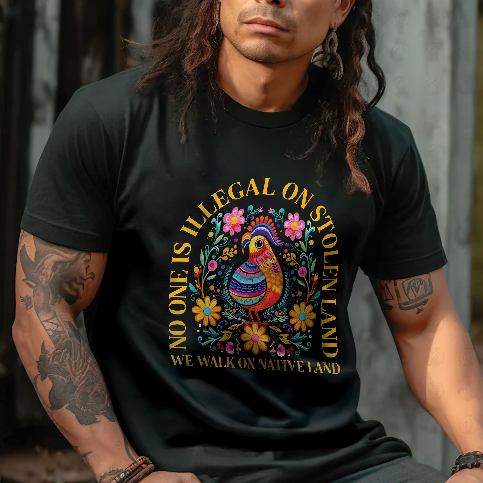 No One Is Illegal on Stolen Land We Walk on Native Land Unisex T-shirt/V-neck T-shirt/Hoodie/Sweatshirt N325