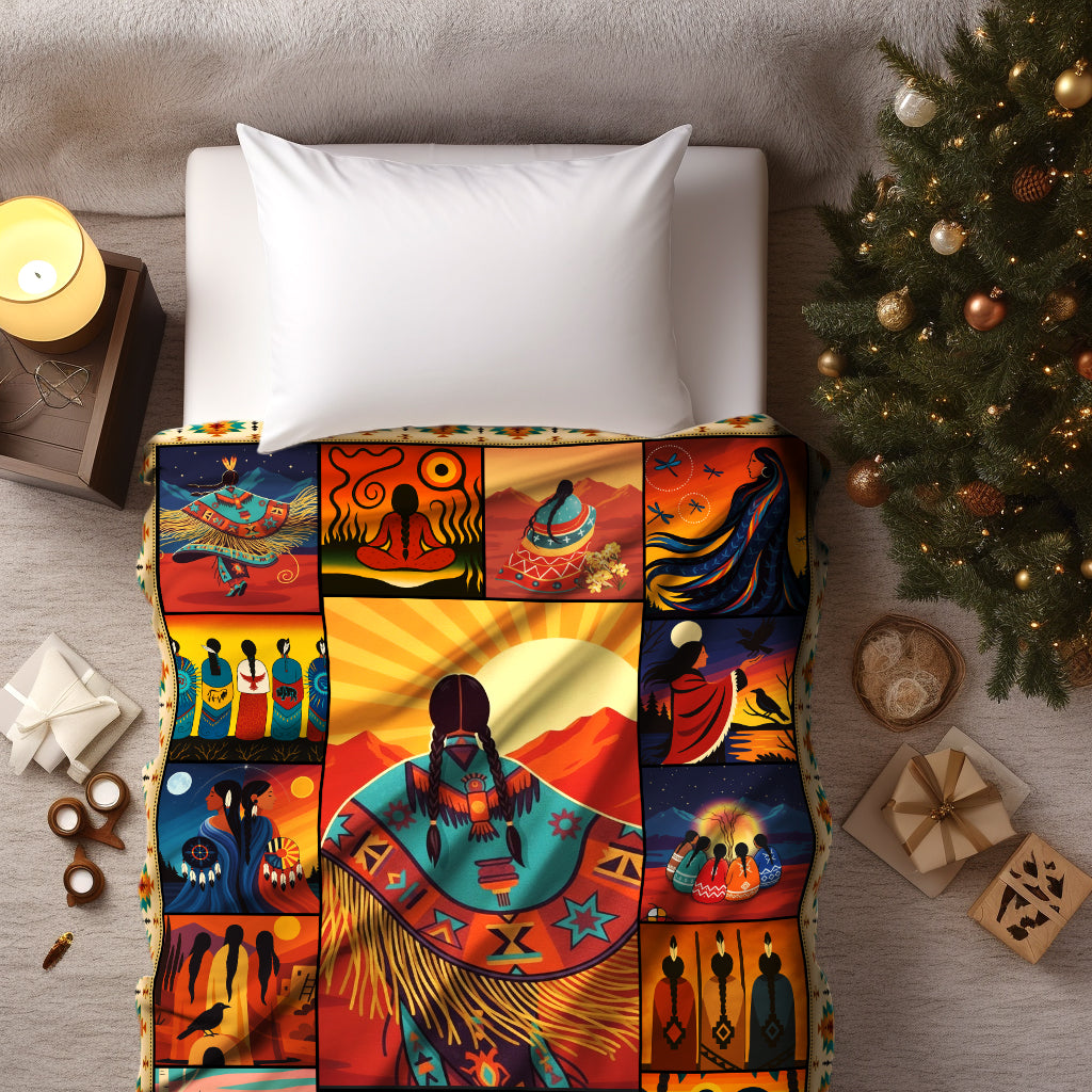 Essence of Indigenous Women Blanket Soft And Warm Fleece Blanket