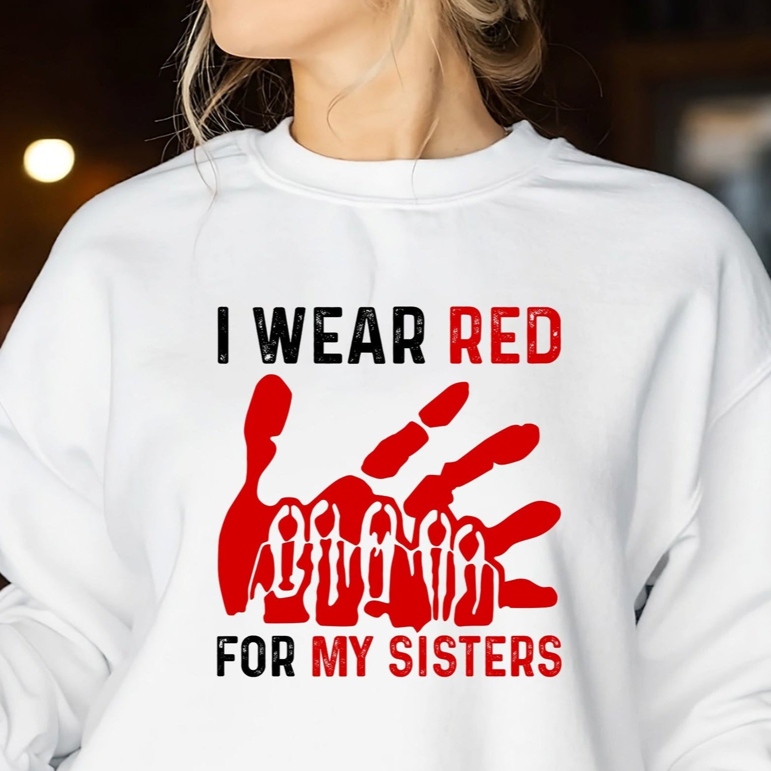 MMIW I Wear Red For My Sister Red Hand Unisex Hoodie/Sweatshirt/T-Shirt