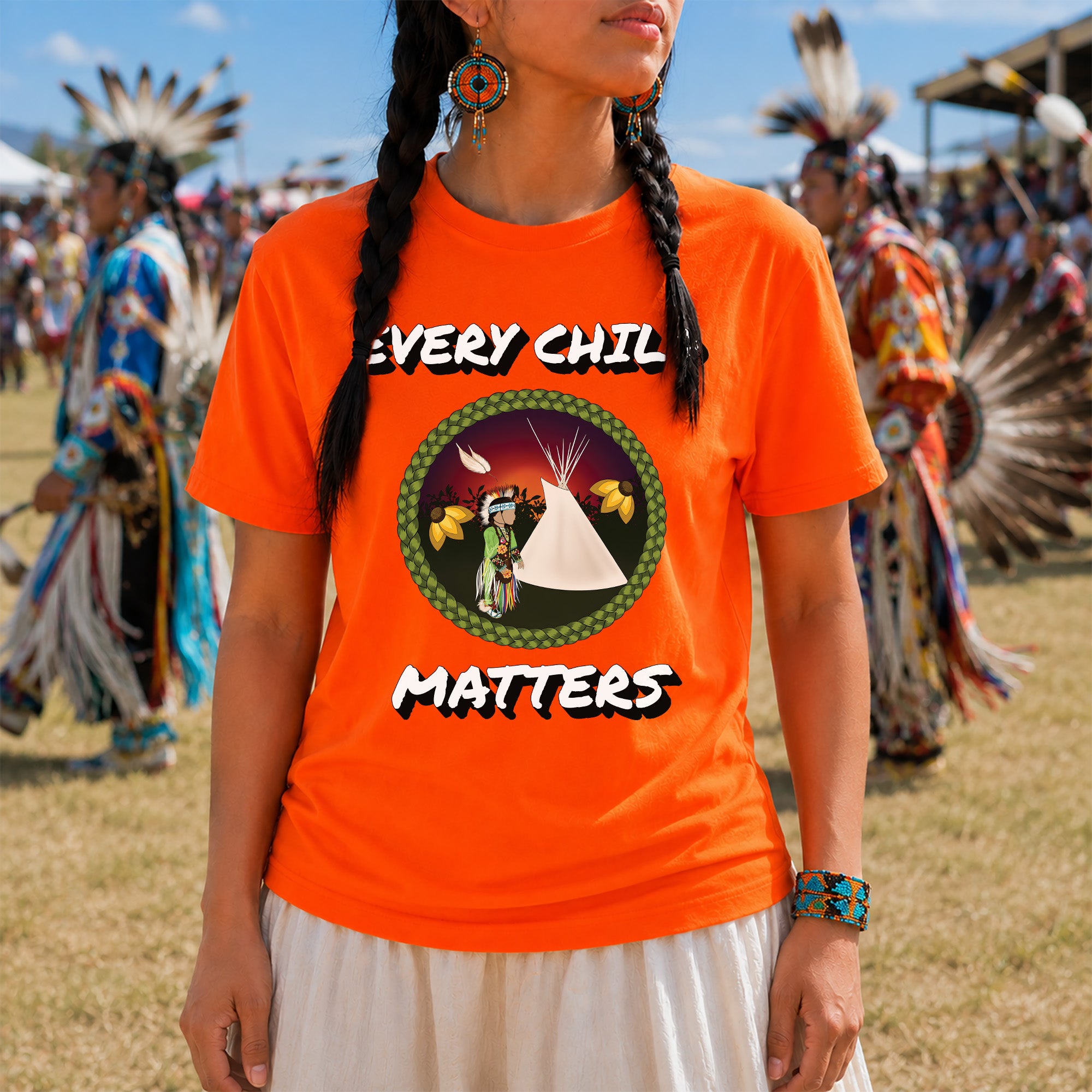 Every Child Matters Indigenous Child & Tipi Orange Shirt Day Unisex T-shirt/Hoodie/Sweatshirt