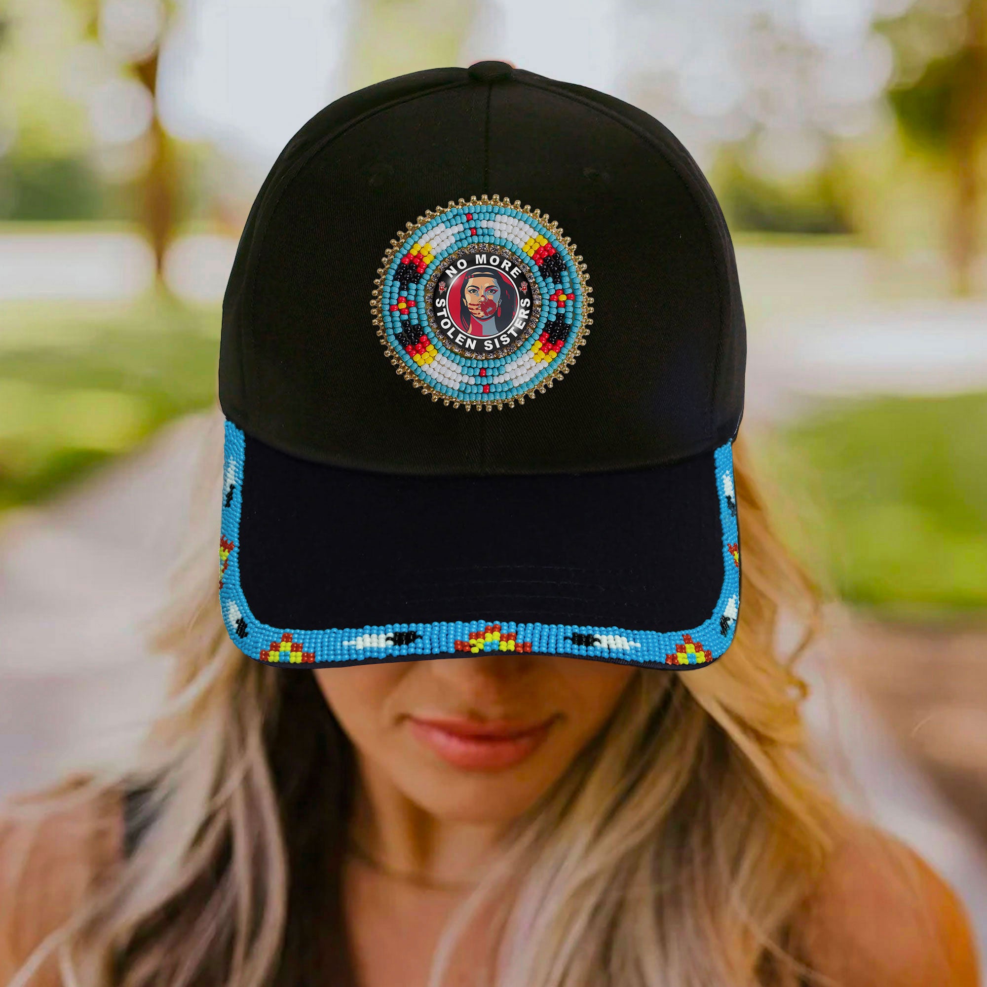 SALE 50% OFF - Mo More Stolen Sister  Baseball Cap With Patch And brim Cotton Unisex Native American Style