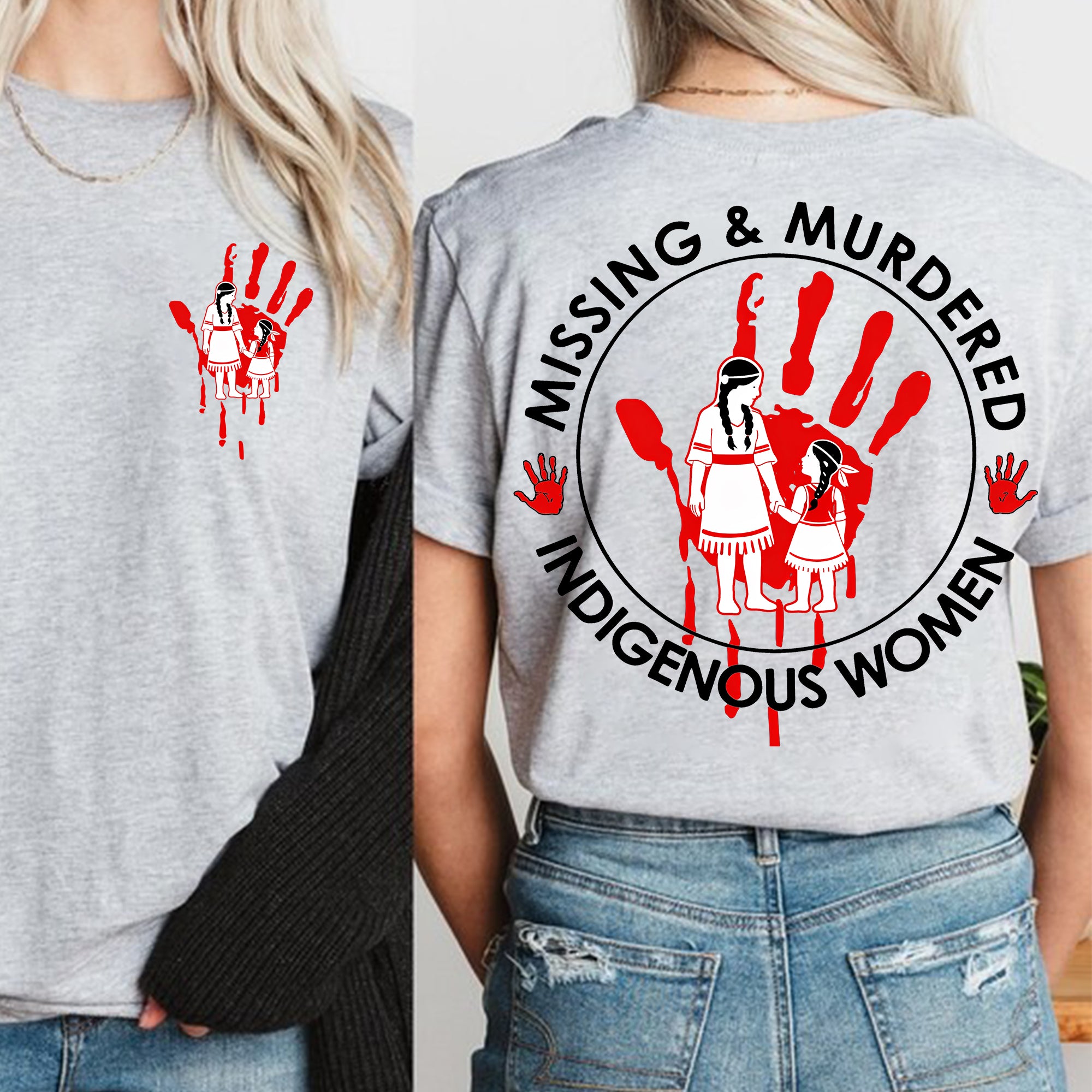 [Two Sides] Missing and Murdered Indigenous Women Unisex T-shirt/T-shirt V-Neck/Hoodie/Sweatshirt - N396