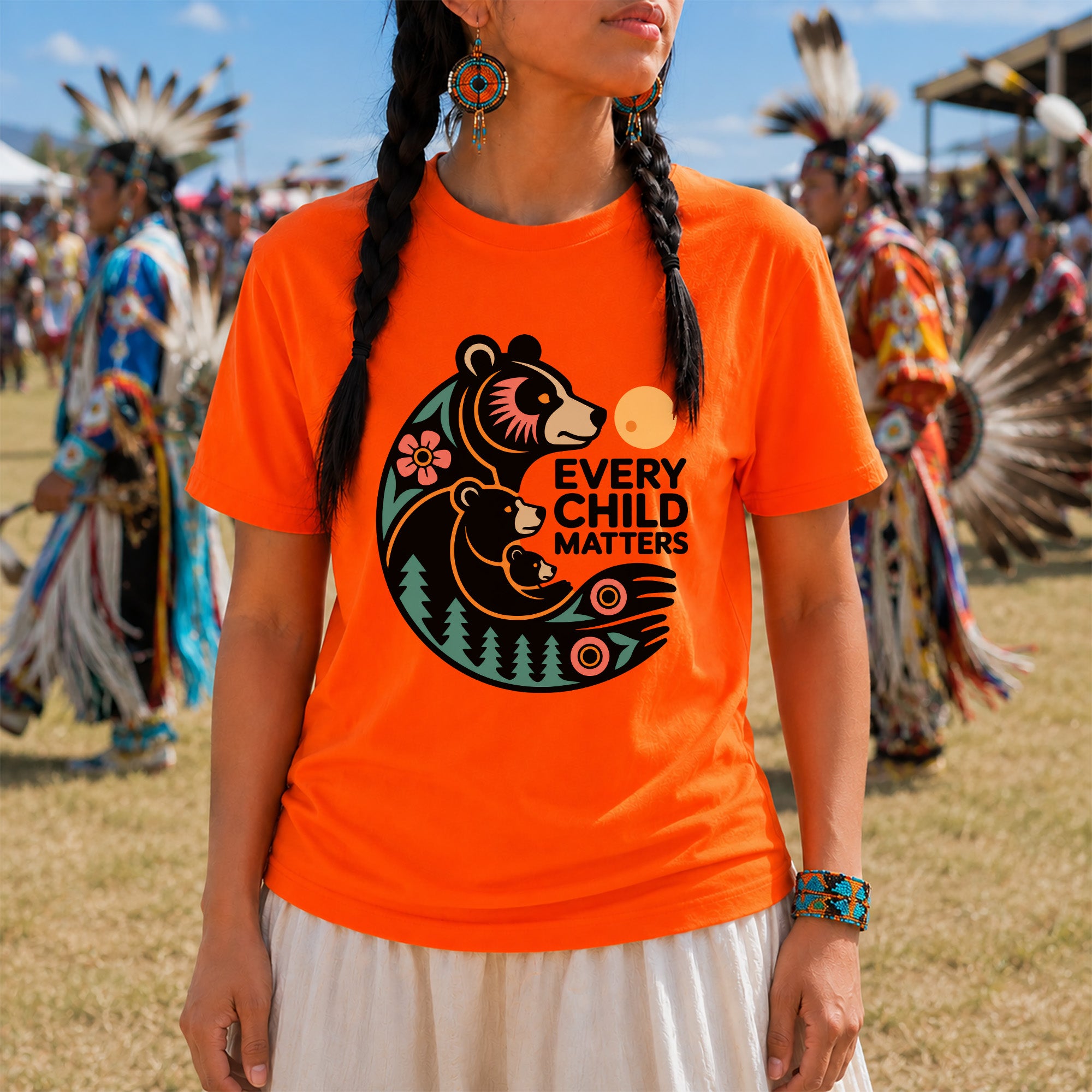 Sacred Bear Family Every Child Matters Orange Shirt Day Unisex T-shirt/Hoodie/Sweatshirt