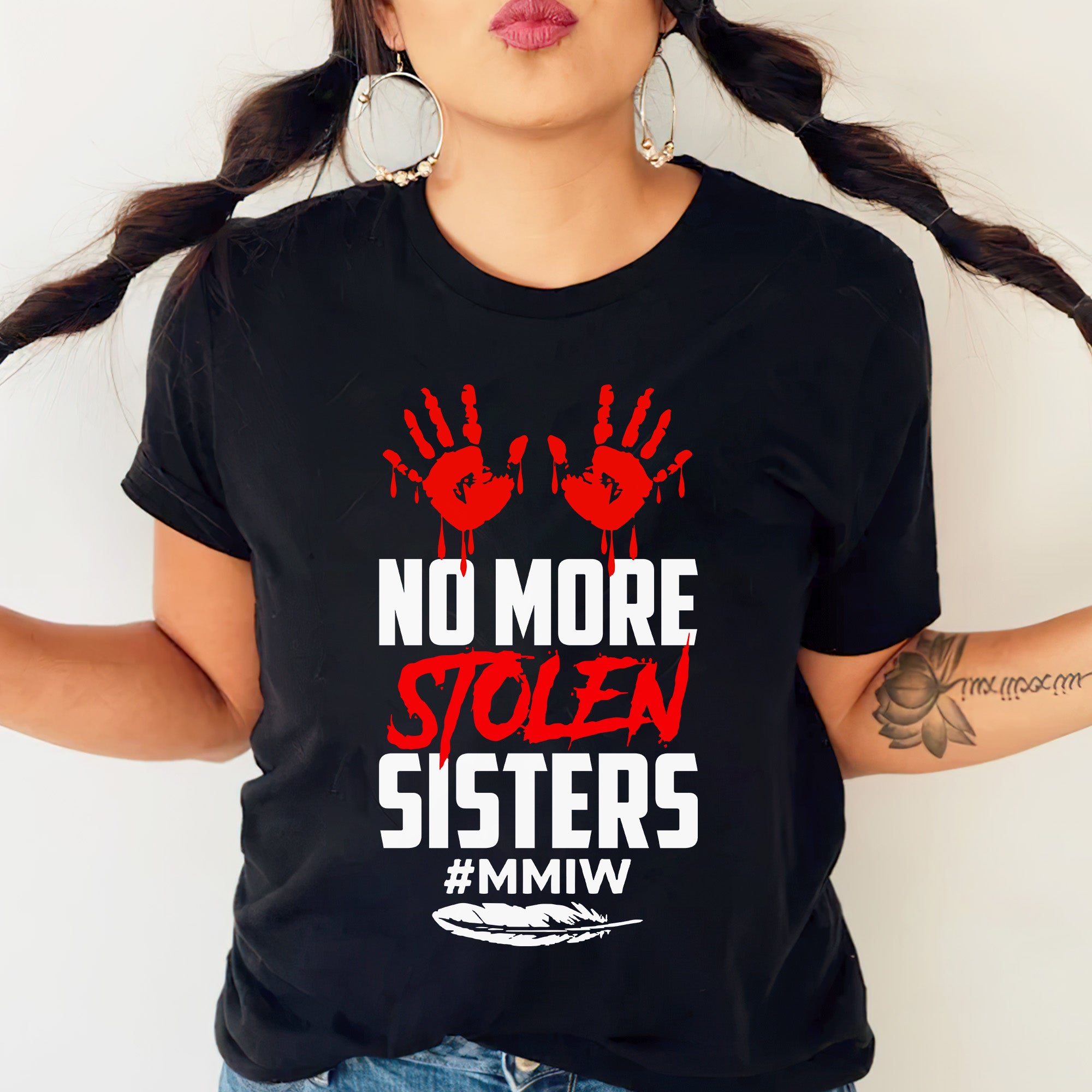 No More Stolen Sisters - MMIW Unisex T-Shirt/T-Shirt V-Neck/Hoodie/Sweatshirt One Side