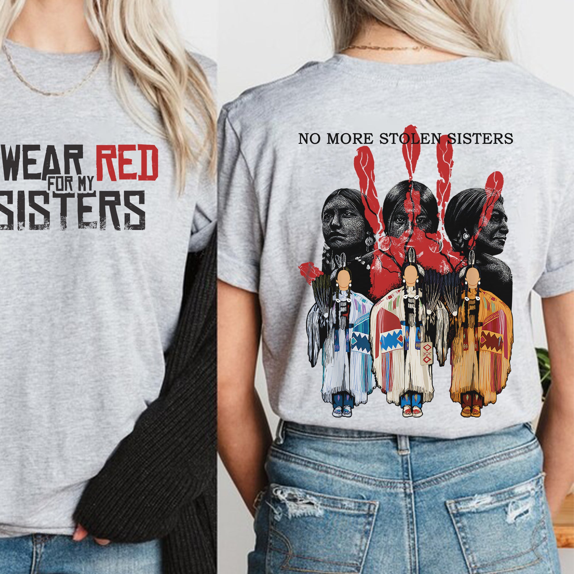 MMIW I Wear Red For My Sisters Native American Unisex T-shirt/T-shirt V-Neck/Hoodie/Sweatshirt