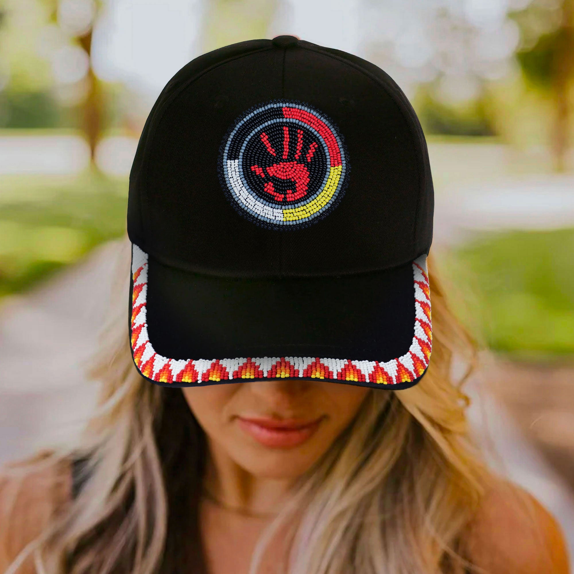 SALE 50% OFF - MMIW Feathers Cotton Unisex Baseball Cap With Beaded Patch Brim Native American Style