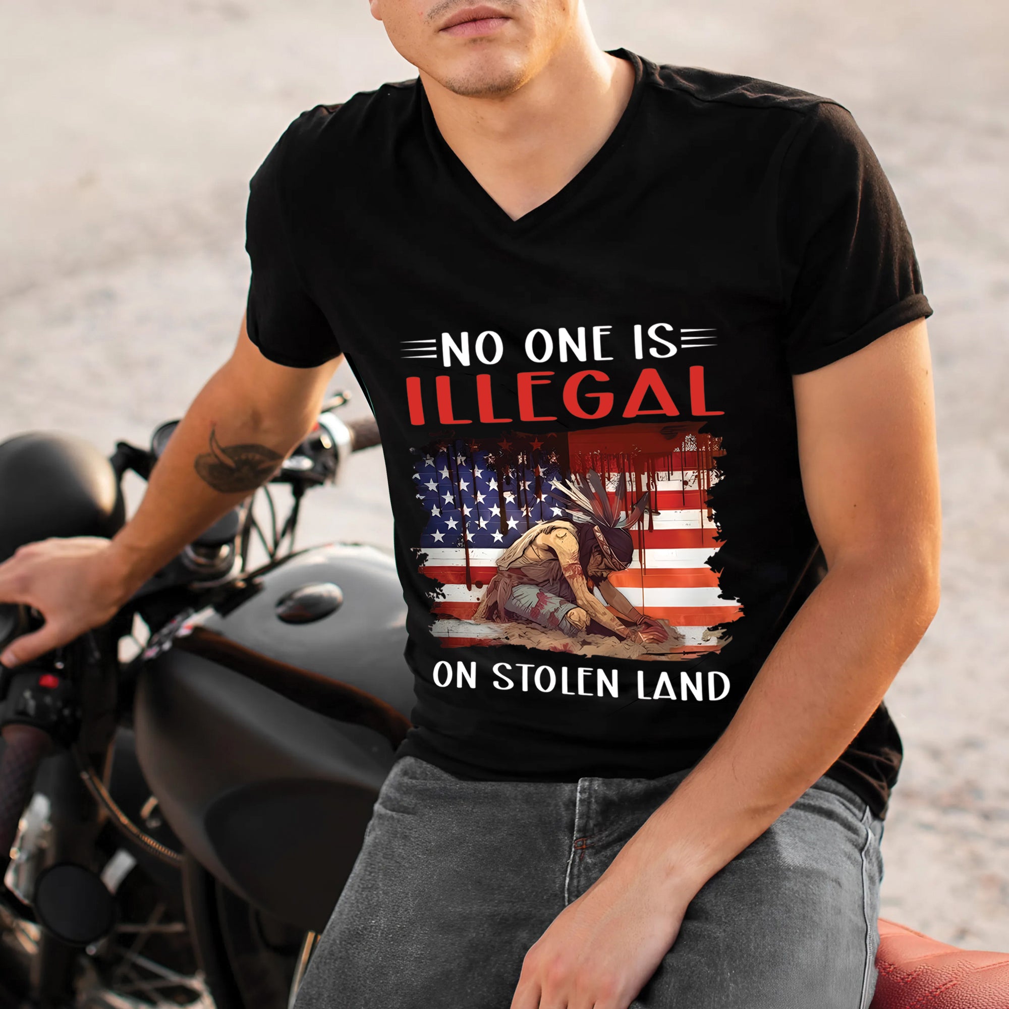 No One Is Illegal On Stolen Land - Unisex T-Shirt/T-Shirt V-Neck/Hoodie/Sweatshirt N41