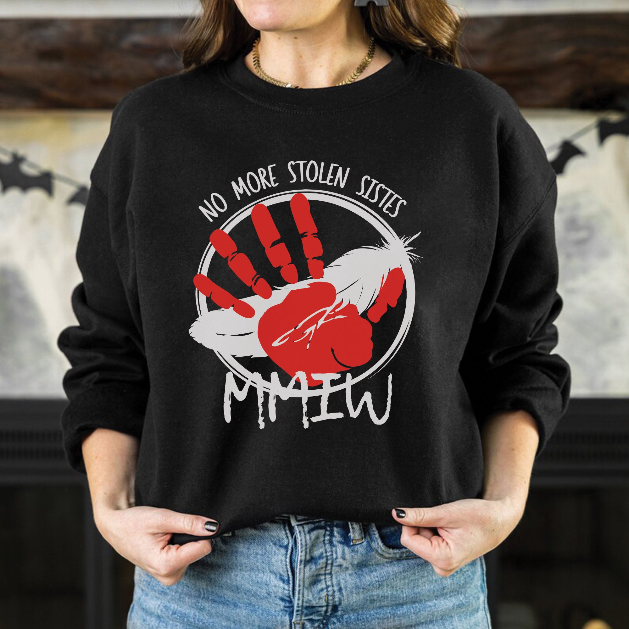 No More Stolen Sisters MMIW Native Women Awareness Unisex T-shirt/T-shirt V-Neck/Hoodie/Sweatshirt - One side