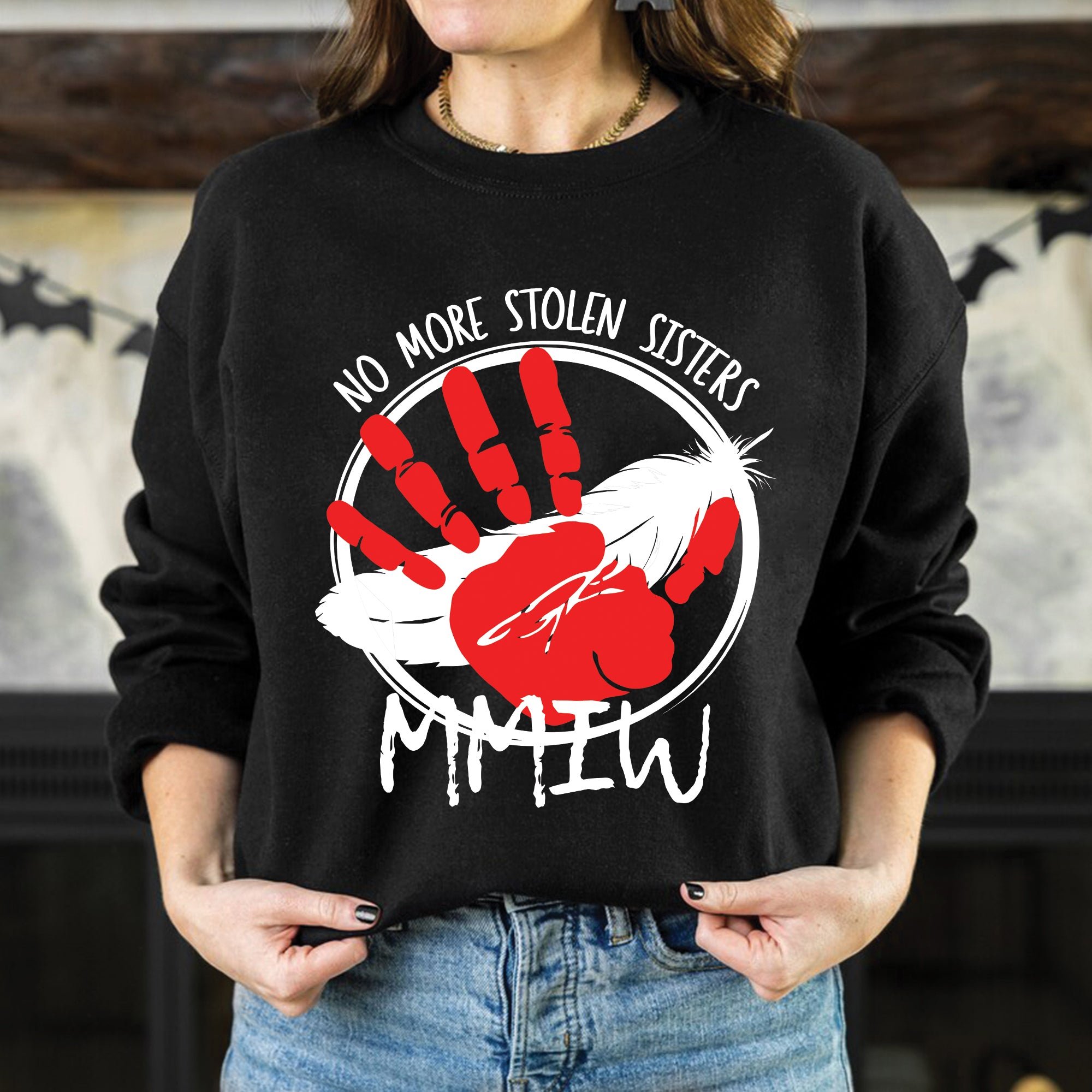 No More Stolen Sisters MMIW Native Women Awareness Unisex T-shirt/T-shirt V-Neck/Hoodie/Sweatshirt - One side