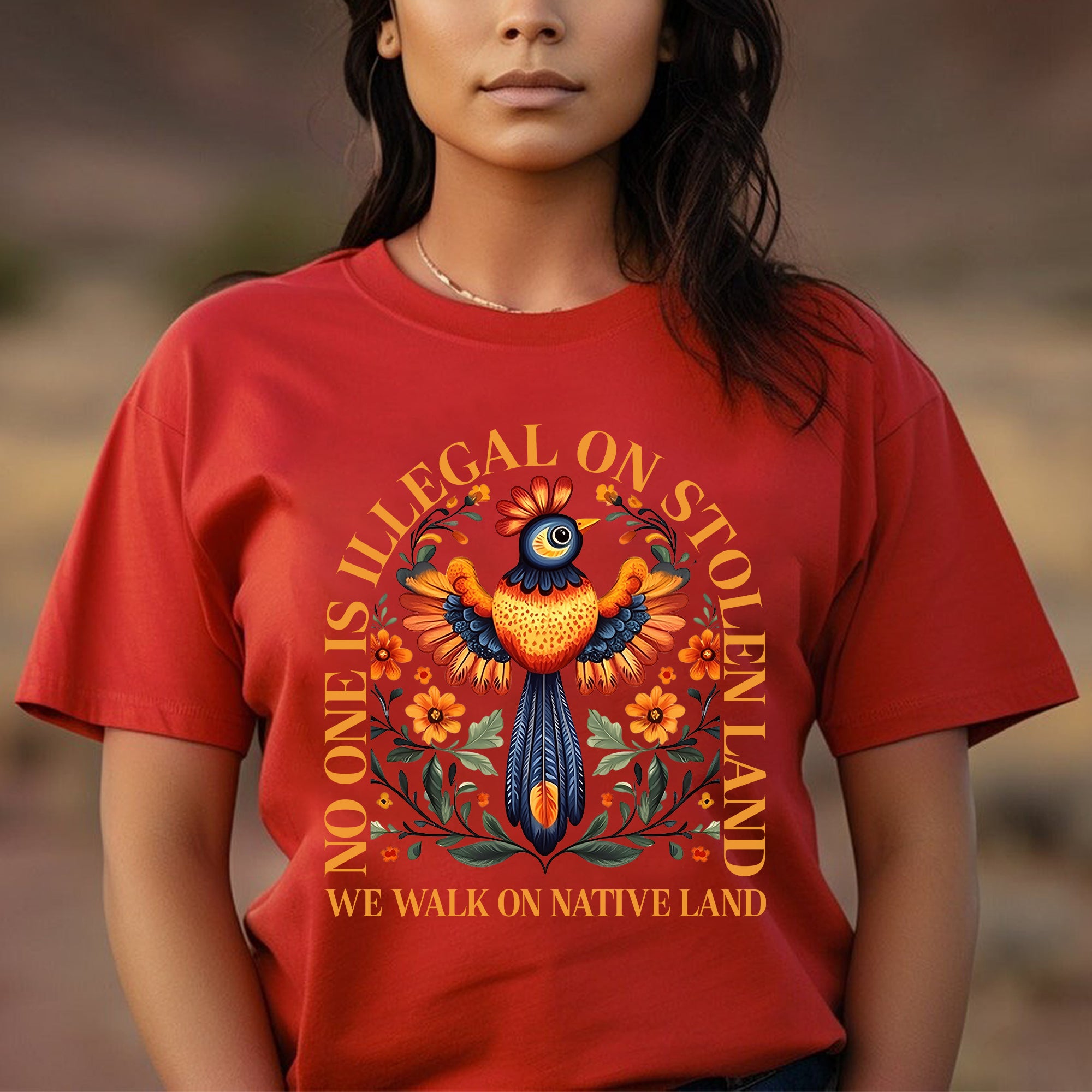No One Is Illegal On Stolen Land. We Walk On Native Land - One Side Unisex T-Shirt/Hoodie/Sweatshirt