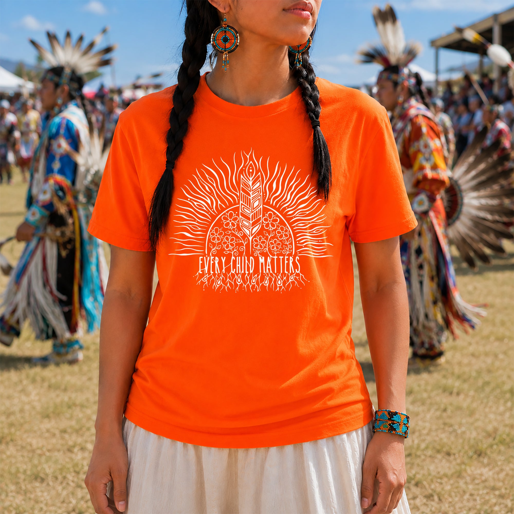 Every Child Matters Sacred Feather Sunburst Orange Unisex T-shirt/Hoodie/Sweatshirt