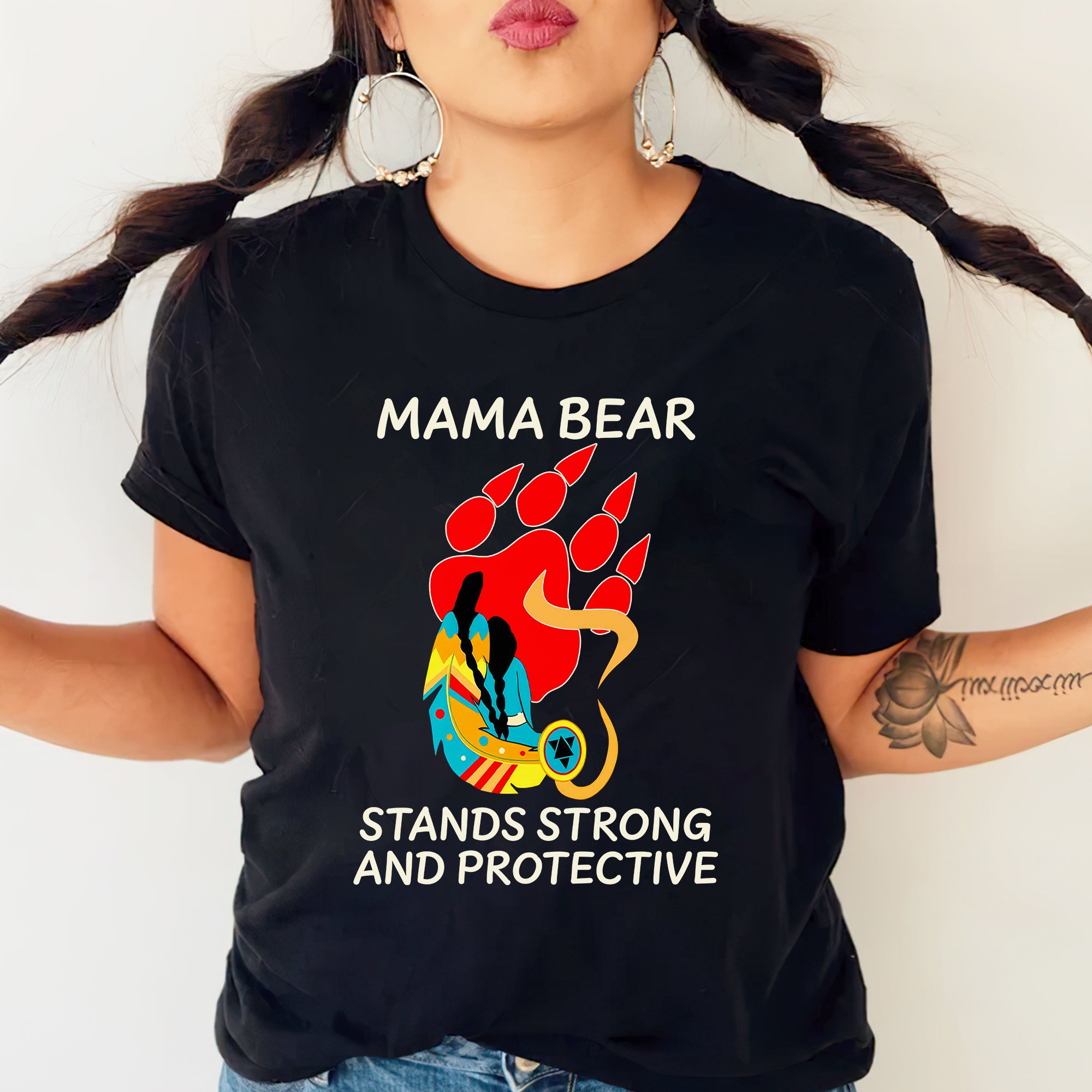 Mama Bear Strong and Protective – Native Inspired Design - Unisex T-Shirt/T-Shirt V-Neck/Hoodie/Sweatshirt