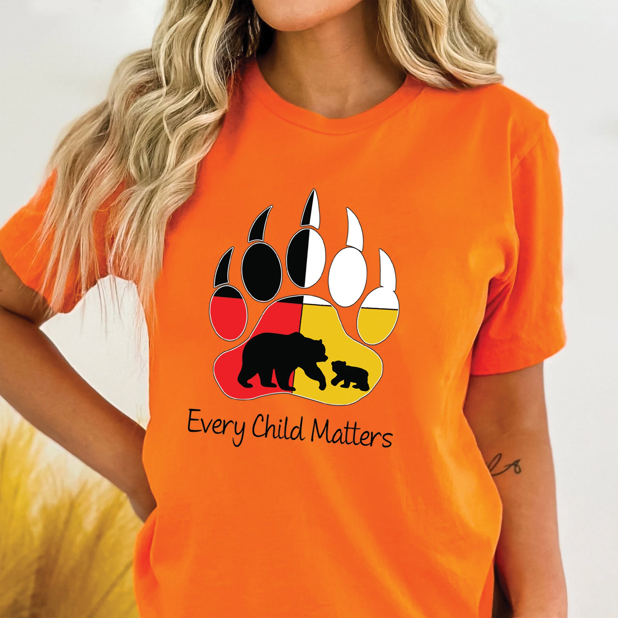 Every Child Matters Guardian Spirit Bear Paw Orange Shirt Day Native American Unisex T-Shirt/Hoodie/Sweatshirt