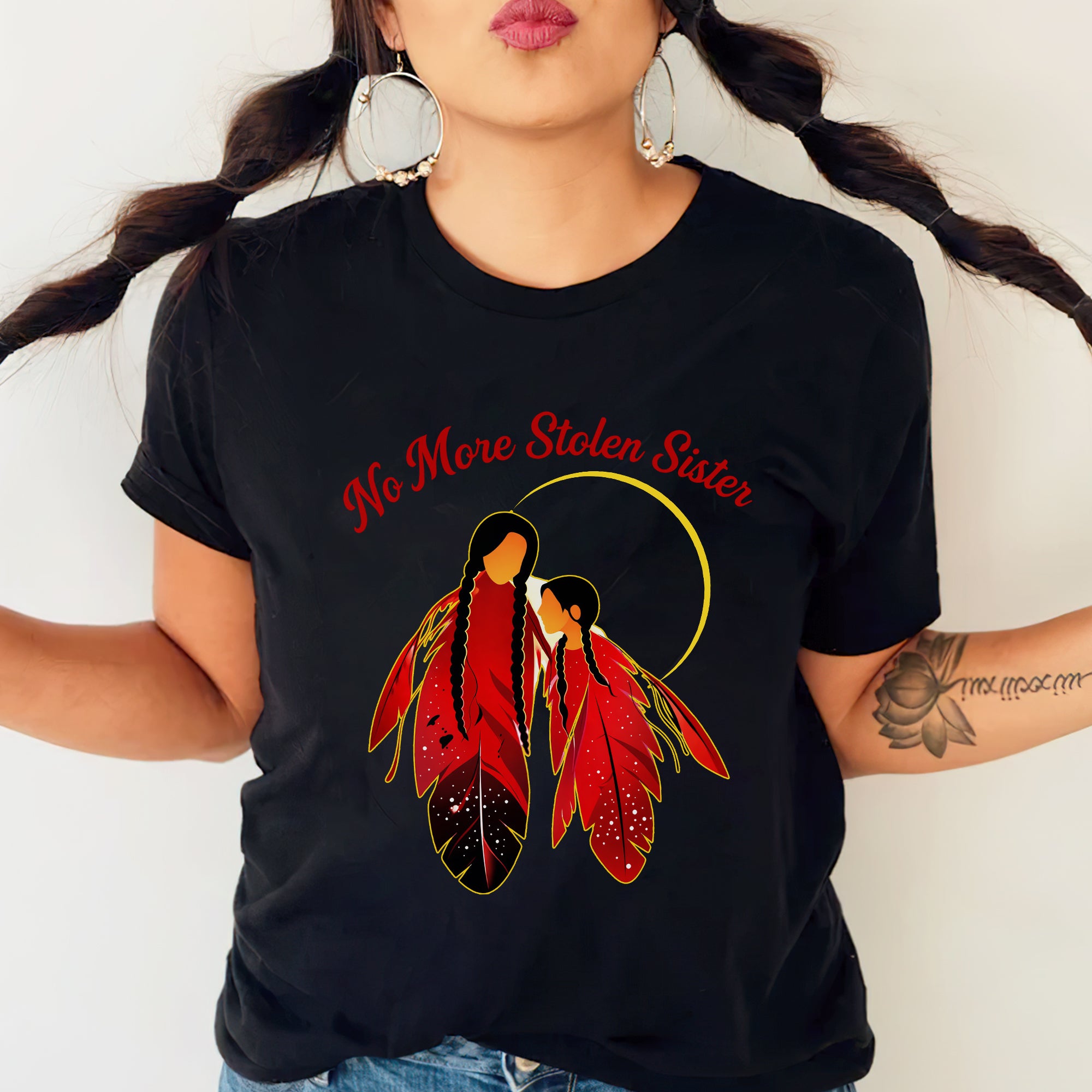 No More Stolen Sisters Red Feather Unisex T-shirt/T-shirt V-Neck/Hoodie/Sweatshirt