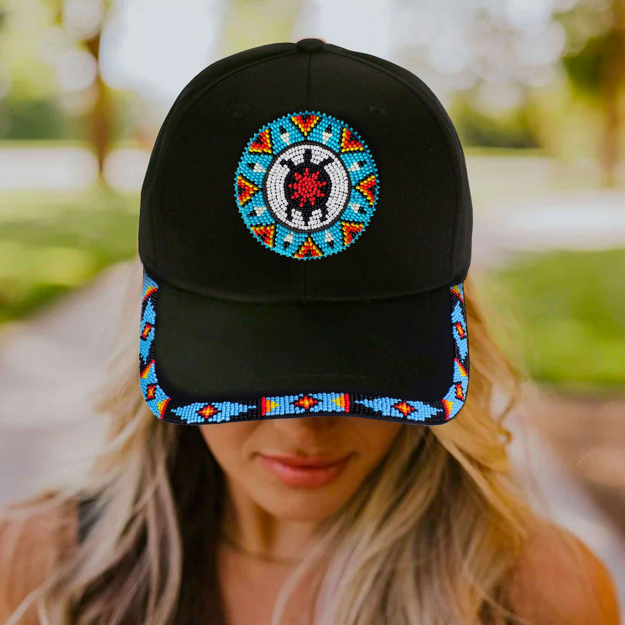 SALE 50% OFF - Blue Turtle Baseball Cap With Patch And Brim Cotton Unisex Native American Style