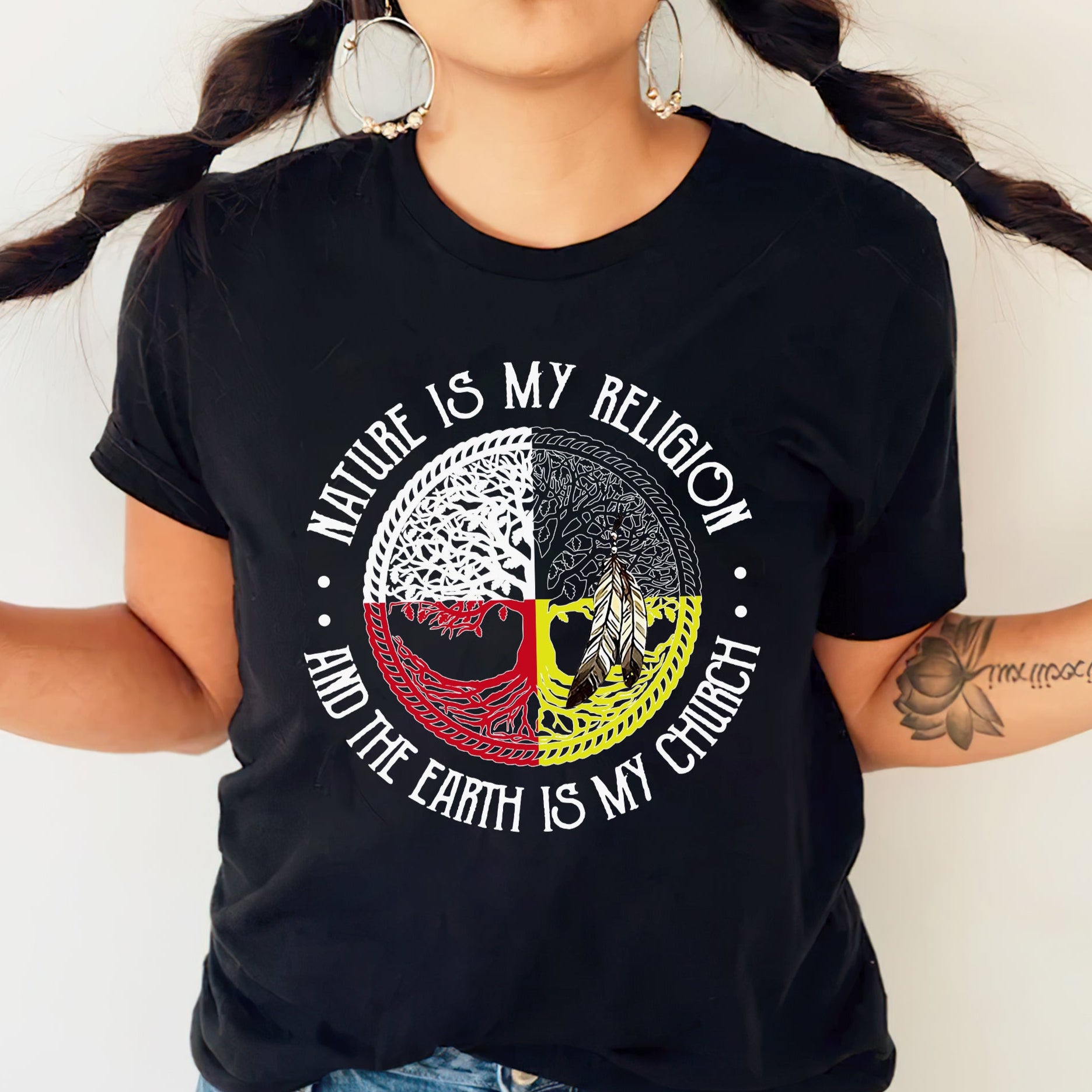 Nature Is My Religion And The Earth Is My Church Unisex T-Shirt/T-Shirt V-Neck/Hoodie/Sweatshirt - One Side