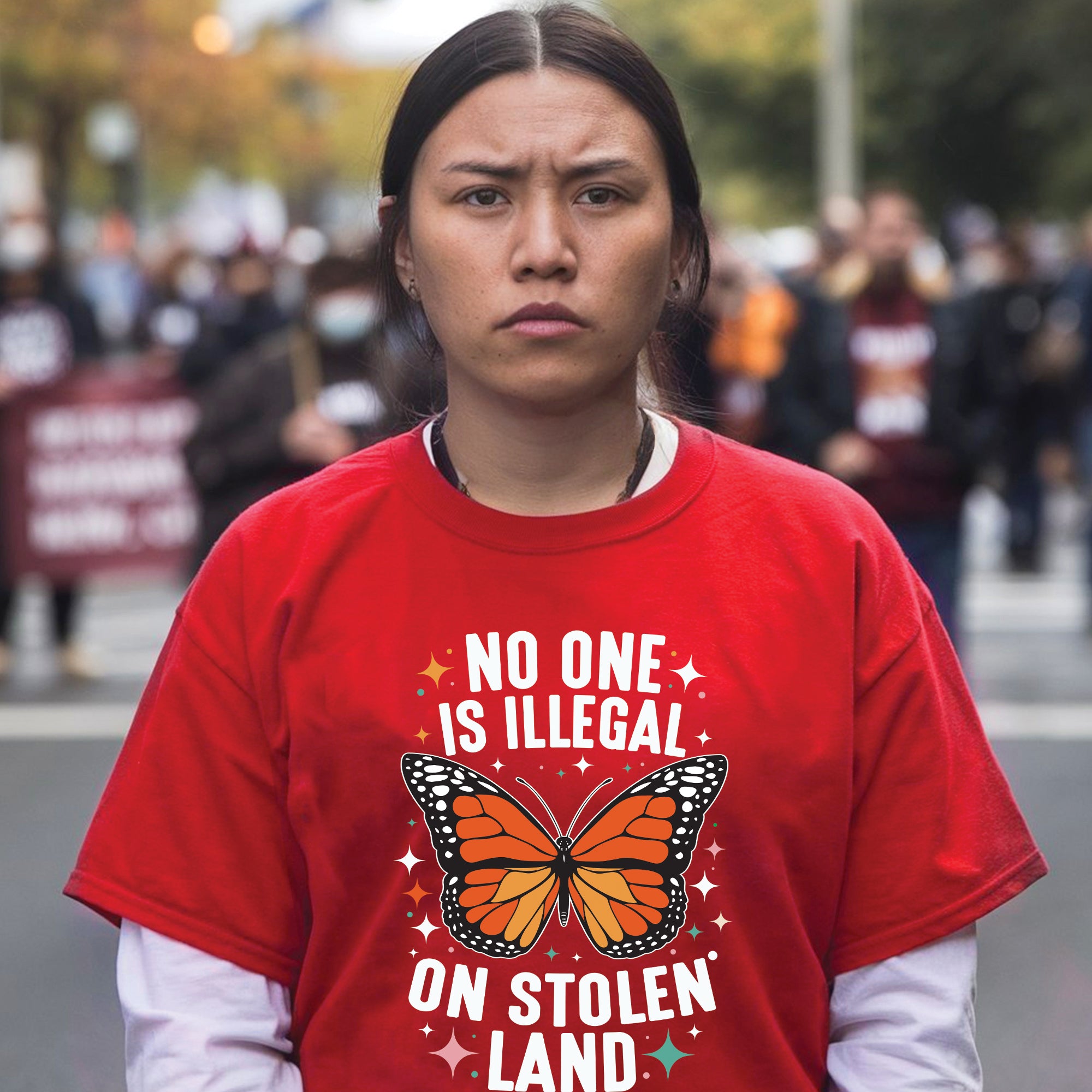 No One Is Illegal On Stolen Land Indigenous Rights Butterfly Unisex T-shirt/V-neck T-shirt/Hoodie/Sweatshirt