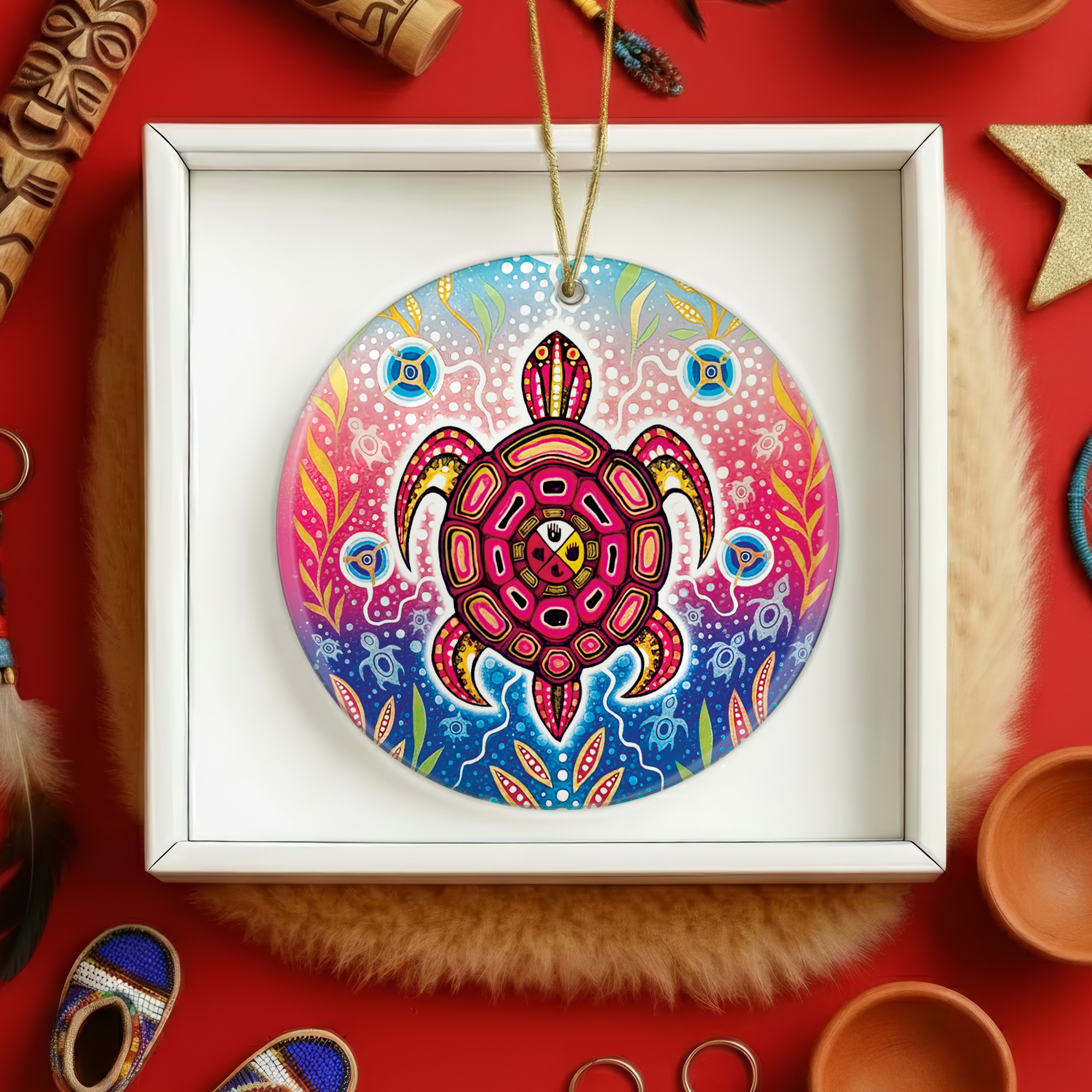 Native Tribal Spirit Animal Ceramic Ornament – Indigenous Art Decor