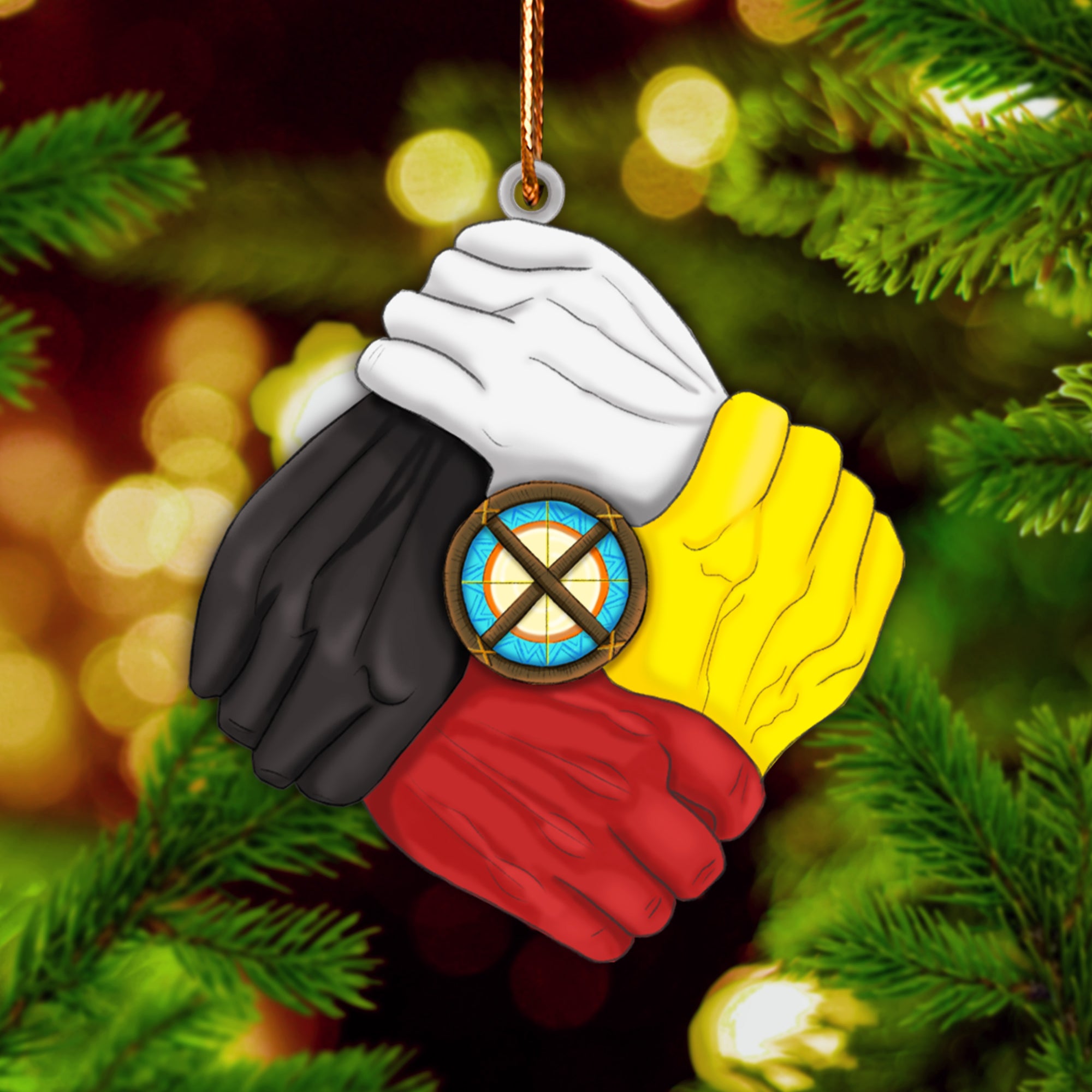 Four Directions Unity Hand Native American - Unique Christmas Gift Decor Flat Acrylic