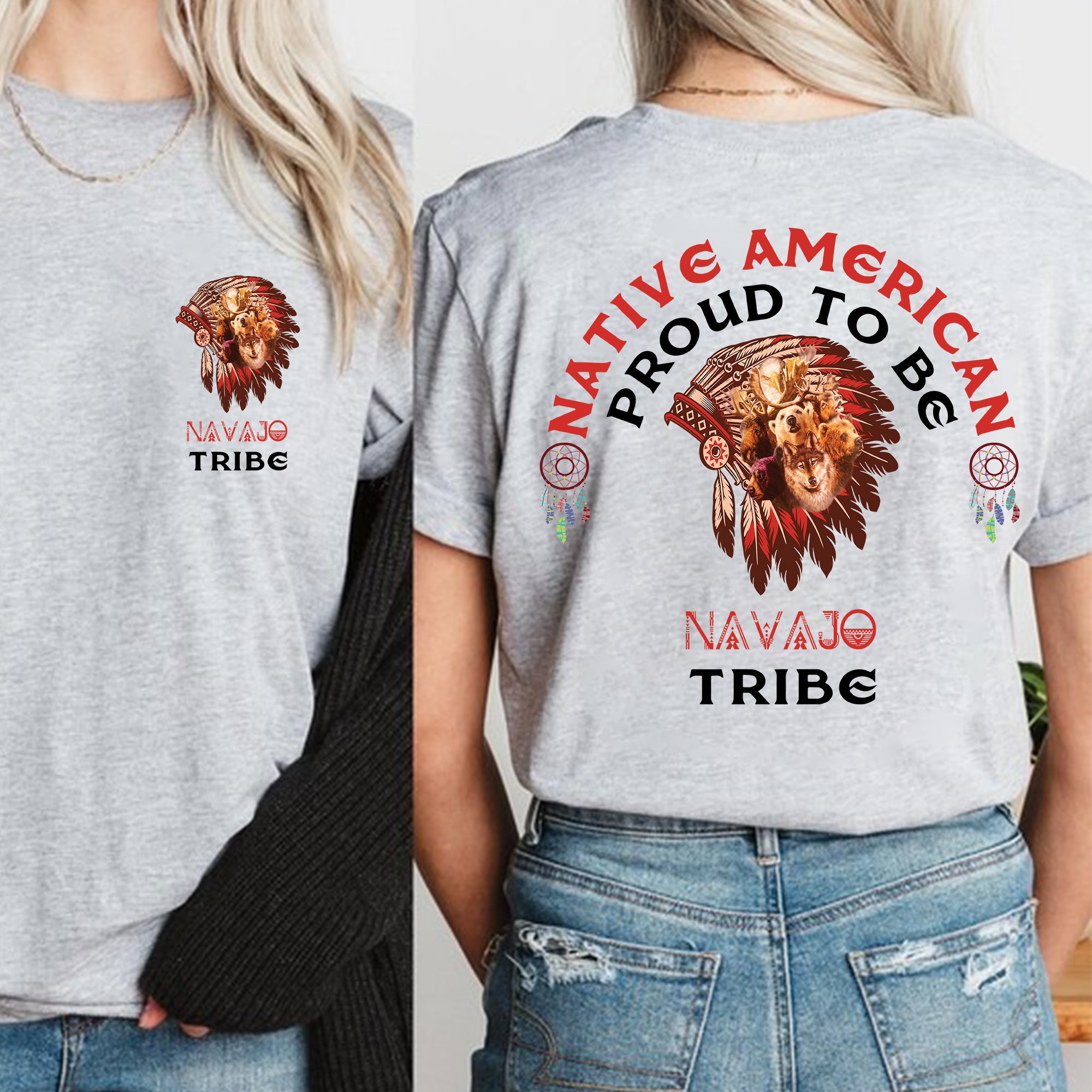 Proud to Be Native American Unisex T-Shirt/T-Shirt V-Neck/Hoodie/Sweatshirt - Two Sides (Custom Tribe)