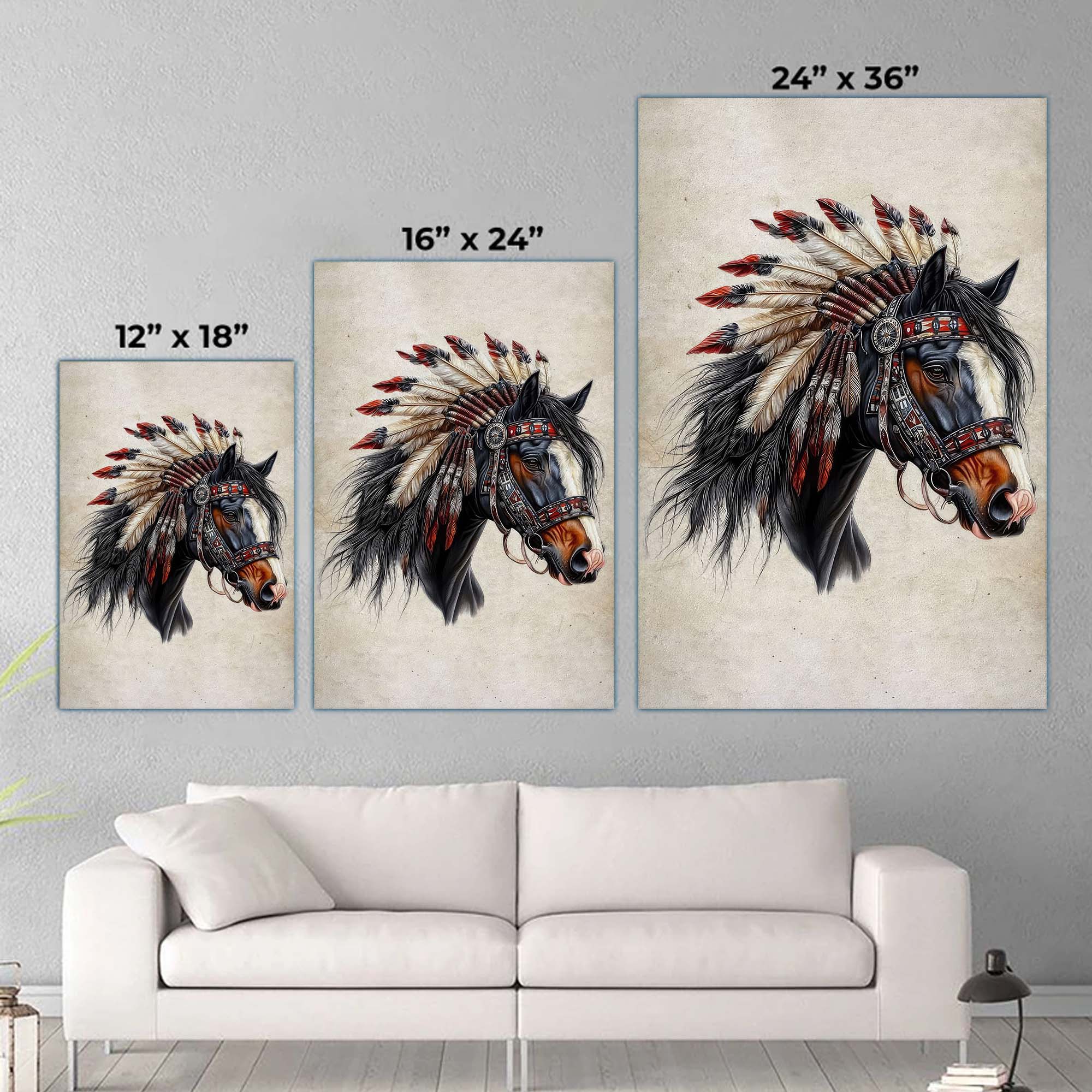 Native Spirit - Horse with Feather Headdress Artwork Poster