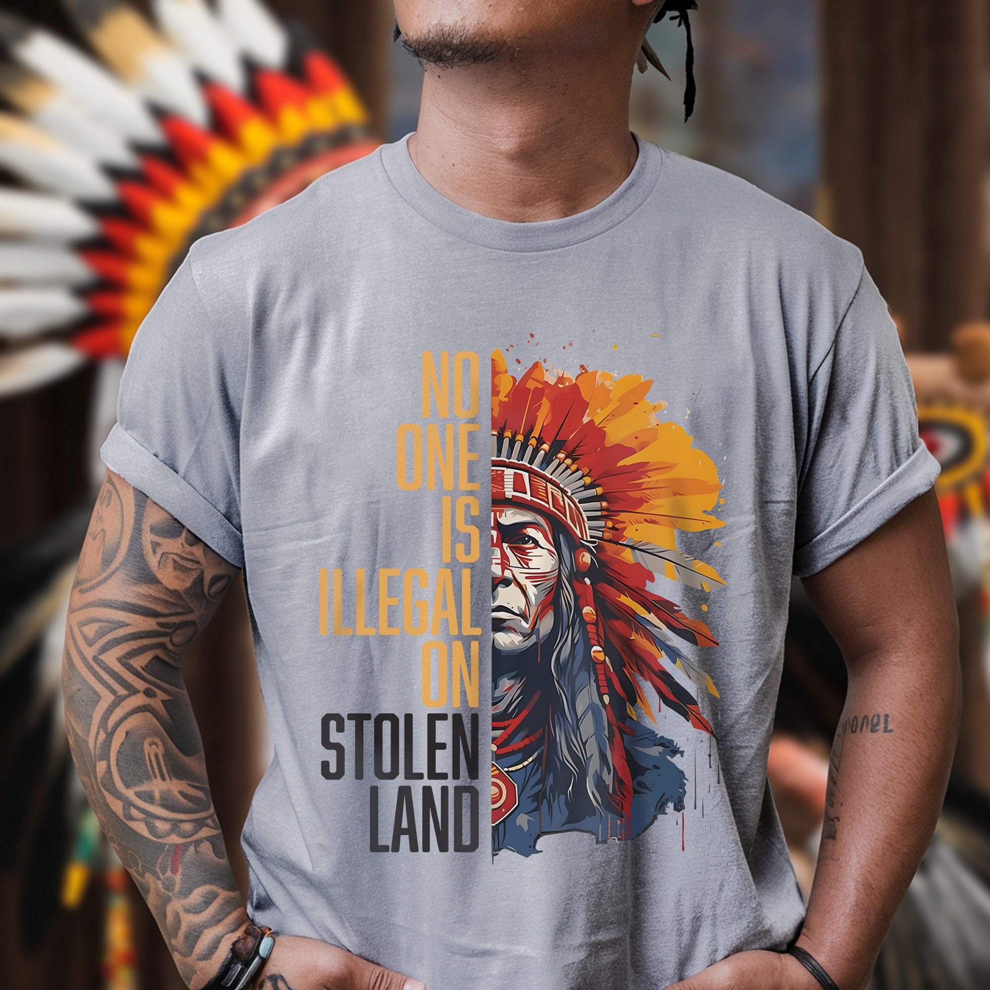 No One Is Illegal On Stolen Land Style 15 - Unisex T-Shirt/T-Shirt V-Neck/Hoodie/Sweatshirt
