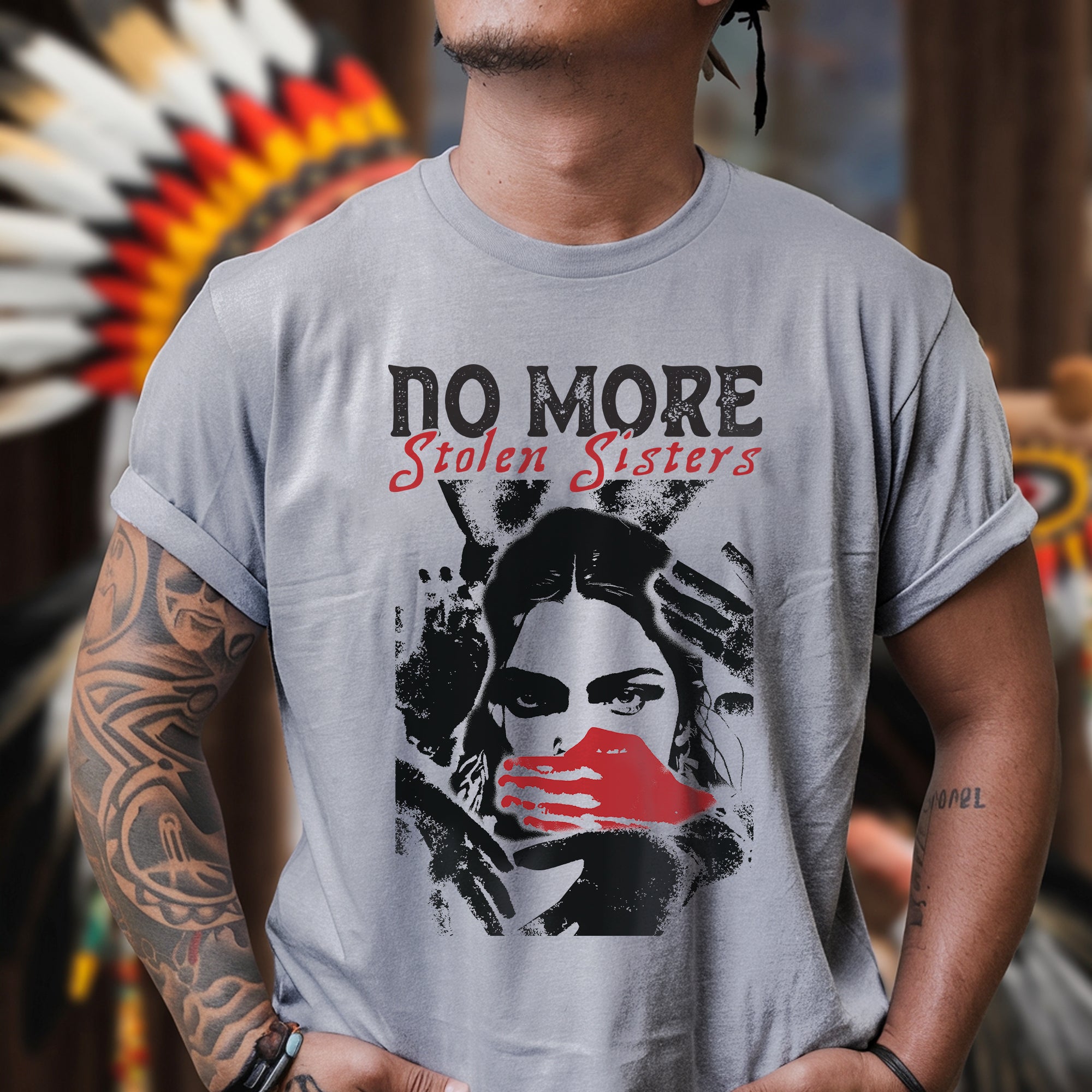 No More Stolen Sisters Red Hand - MMIW Unisex T-Shirt/T-Shirt V-Neck/Hoodie/Sweatshirt One Side