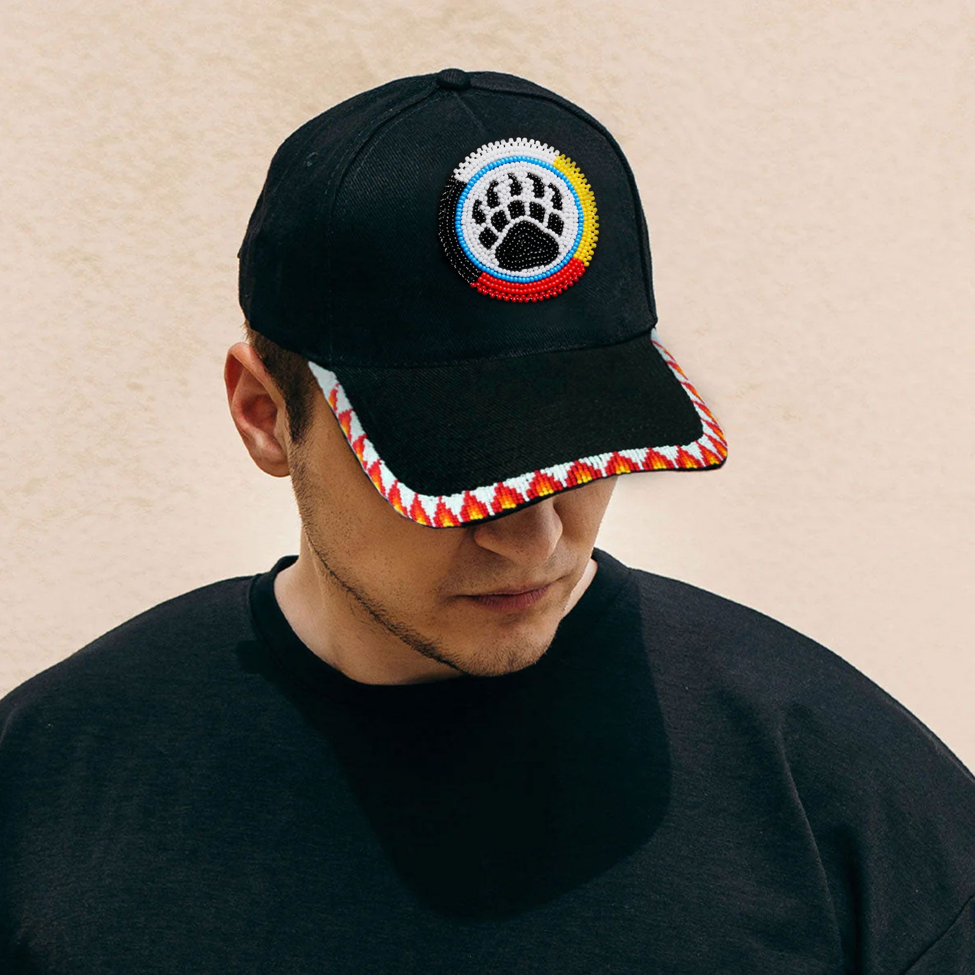 SALE 50% OFF - Bear Paw Baseball Cap With Patch Brim Unisex Native American Style