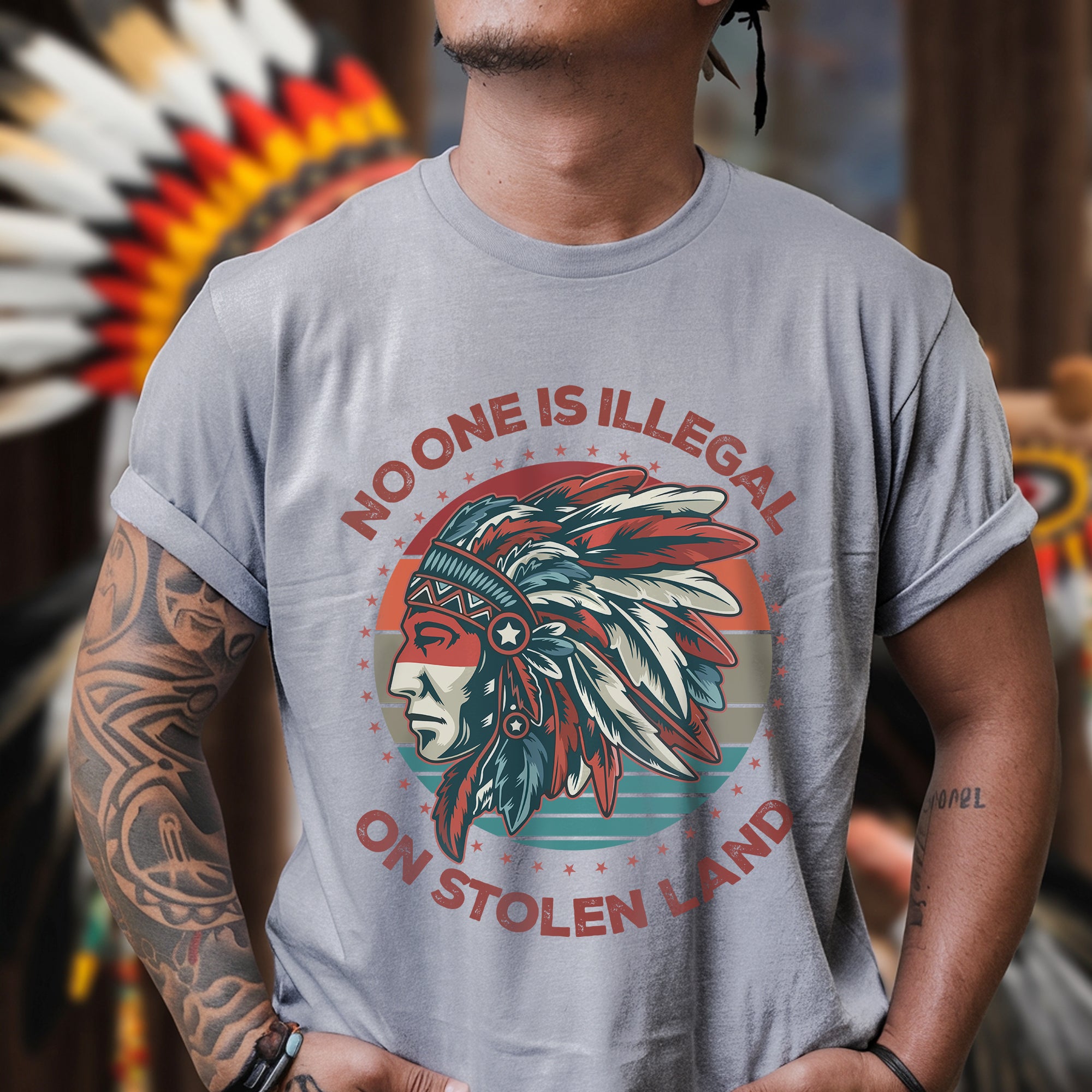 No One Is Illegal On Stolen Land Style 13 - One Sides Unisex T-Shirt/T-Shirt V-Neck/Hoodie/Sweatshirt