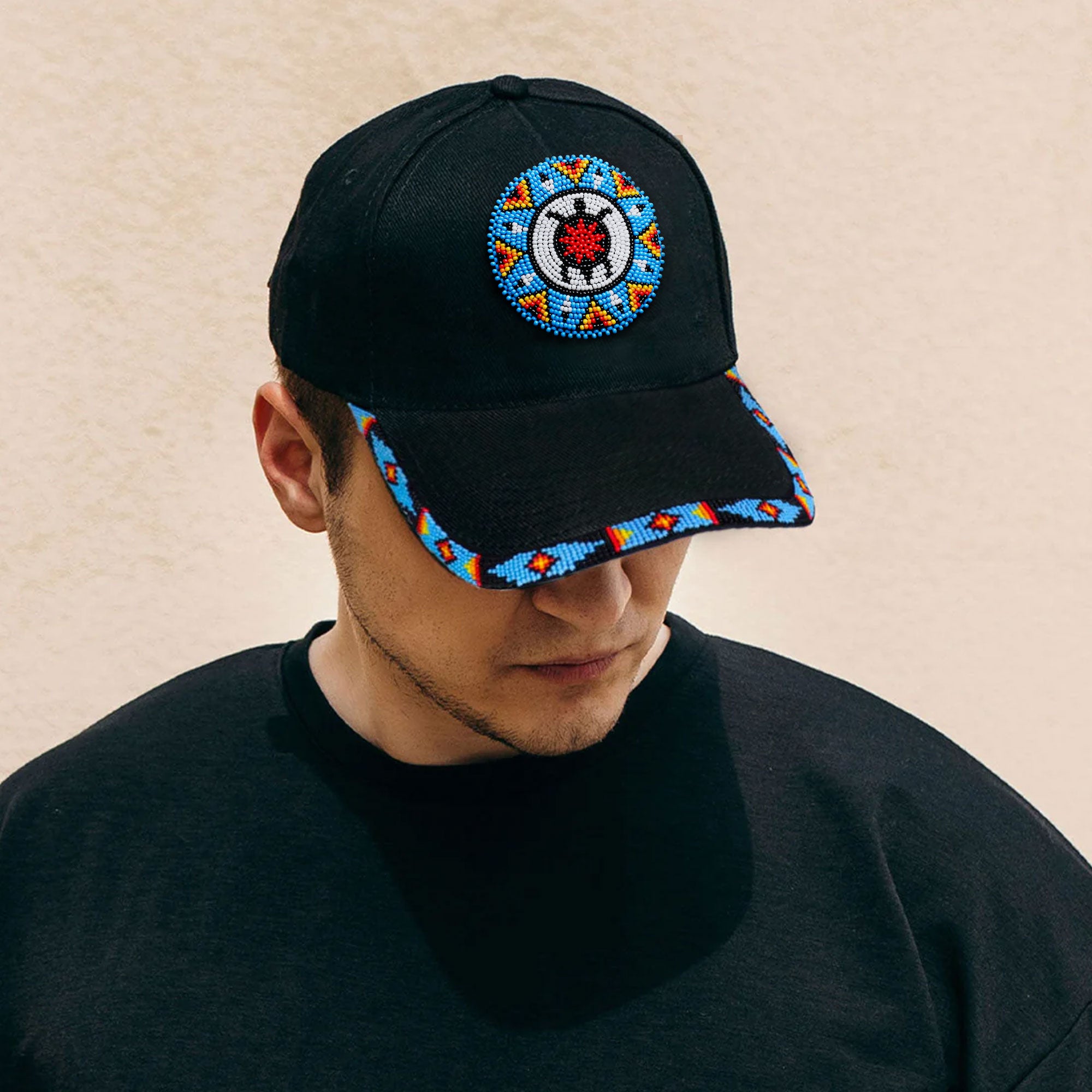SALE 50% OFF - Blue Turtle Baseball Cap With Patch And Brim Cotton Unisex Native American Style