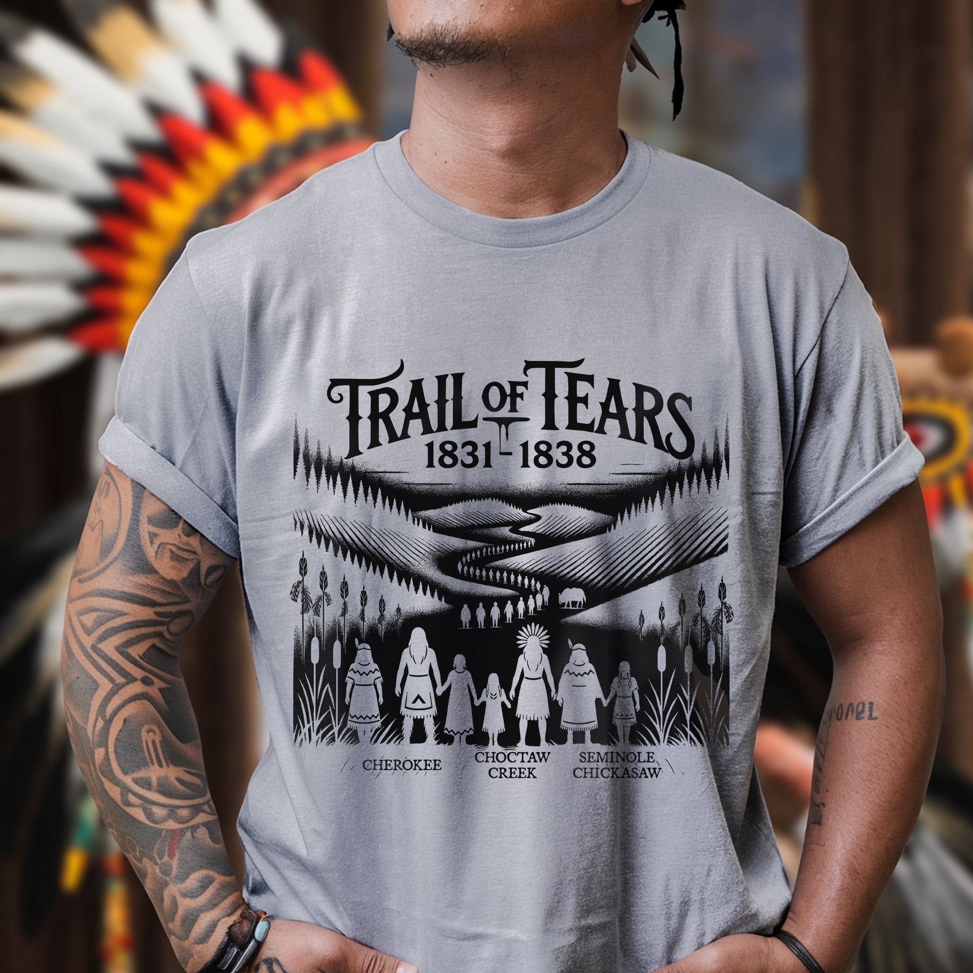 Native Heritage Trail of Tears 5 Tribes - Unisex T-Shirt/T-Shirt V-Neck/Hoodie/Sweatshirt