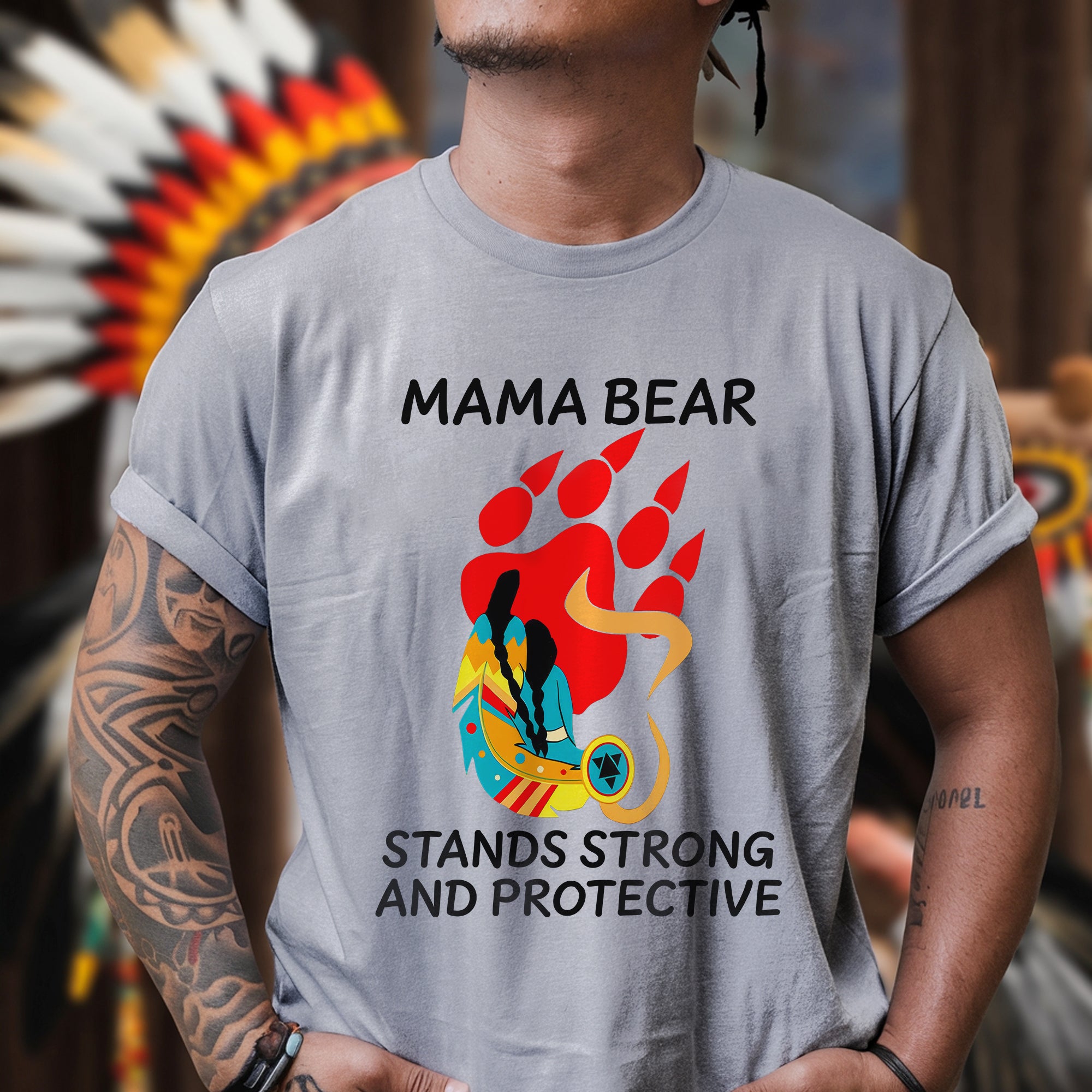 Mama Bear Strong and Protective – Native Inspired Design - Unisex T-Shirt/T-Shirt V-Neck/Hoodie/Sweatshirt