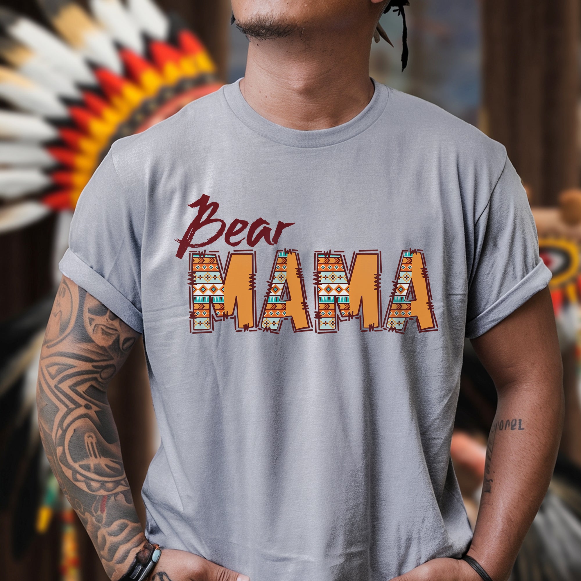 Bear Mama – Tribal Print Unisex T-Shirt/T-Shirt V-Neck/Hoodie/Sweatshirt