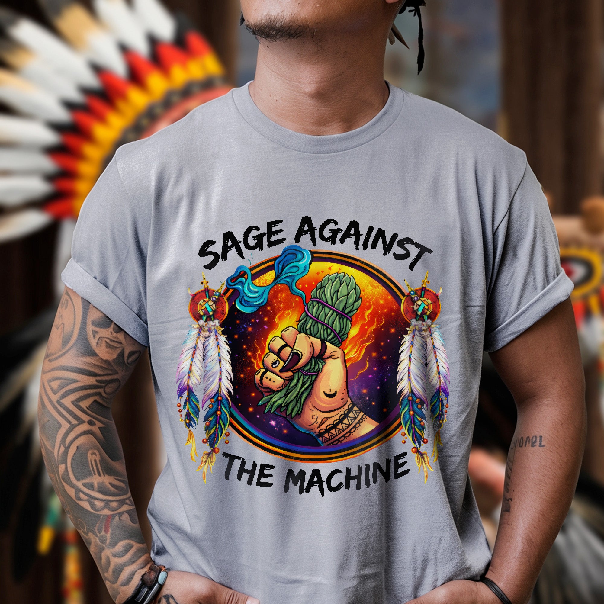 Sage Against The Machine Spiritual Power and Resistance Unisex T-shirt/T-shirt V-Neck/Hoodie/Sweatshirt
