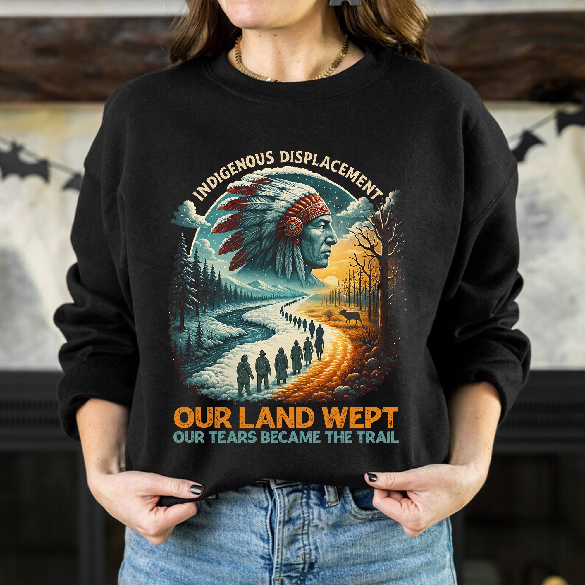 Indigenous Displacement – Tears Become The Trail - Unisex T-Shirt/T-Shirt V-Neck/Hoodie/Sweatshirt