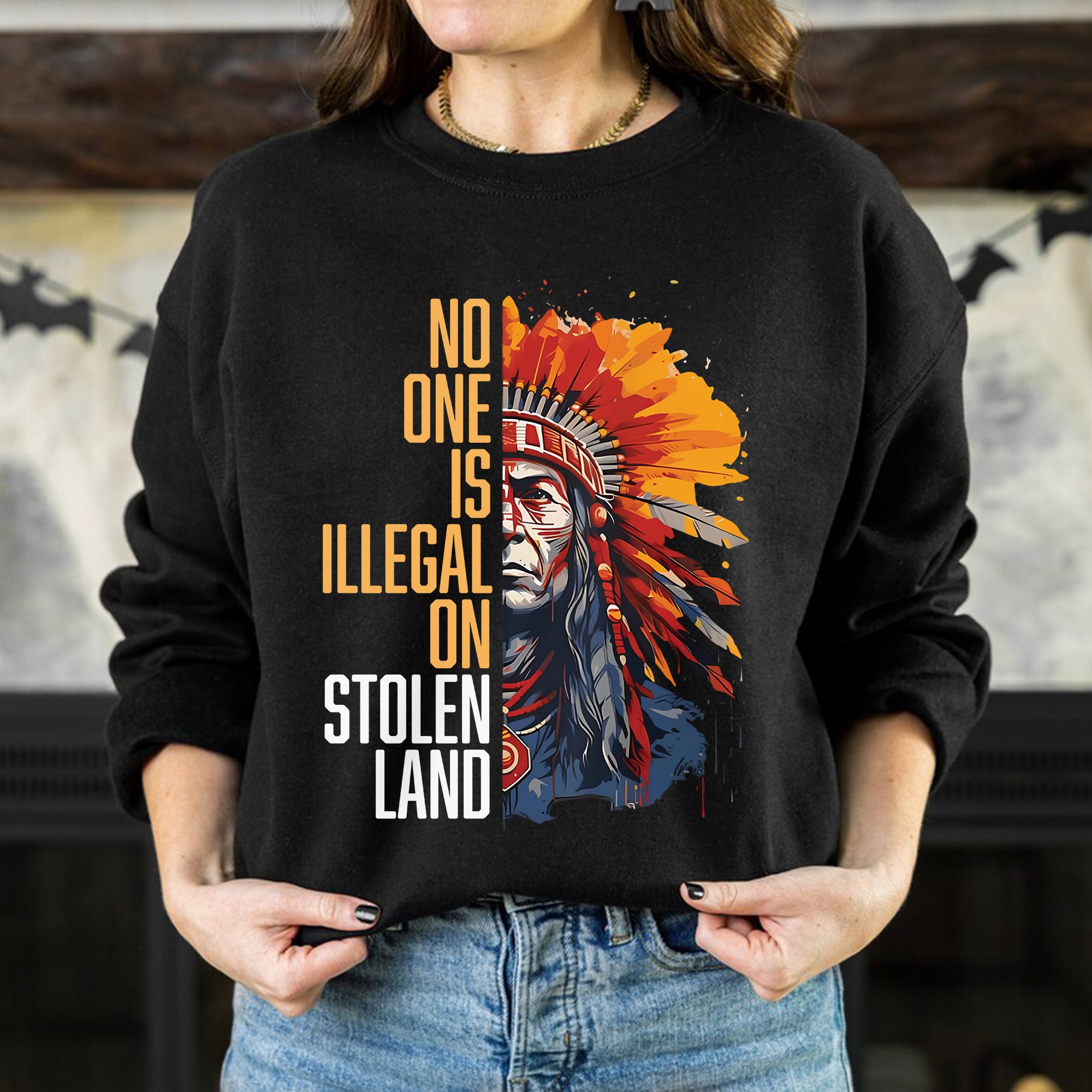 No One Is Illegal On Stolen Land Style 15 - Unisex T-Shirt/T-Shirt V-Neck/Hoodie/Sweatshirt