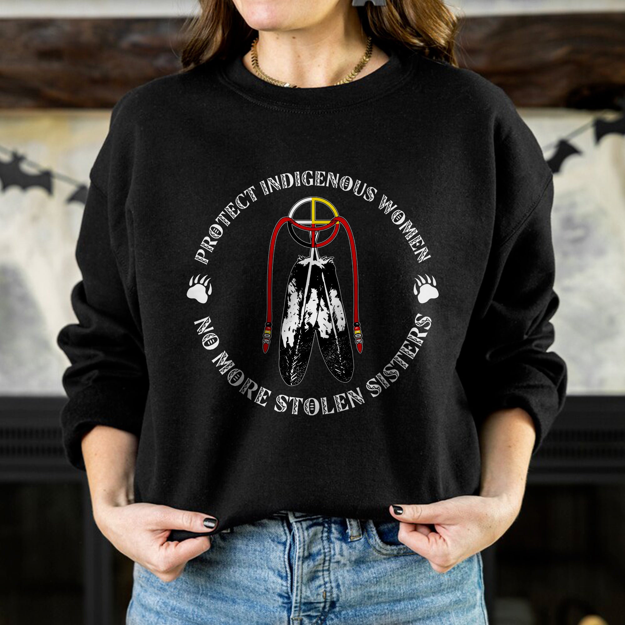 Sacred Feather MMIW - Protect Indigenous Women Medicine Wheel Unisex T-shirt/T-shirt V-Neck/Hoodie/Sweatshirt
